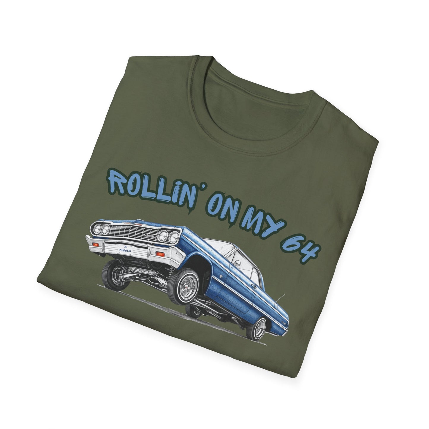 Lowrider Shirt, Rollin On My 64 Tee, Classic Car Graphic Shirt, Vintage Car Enthusiast Gift, Retro Auto Unisex Tee