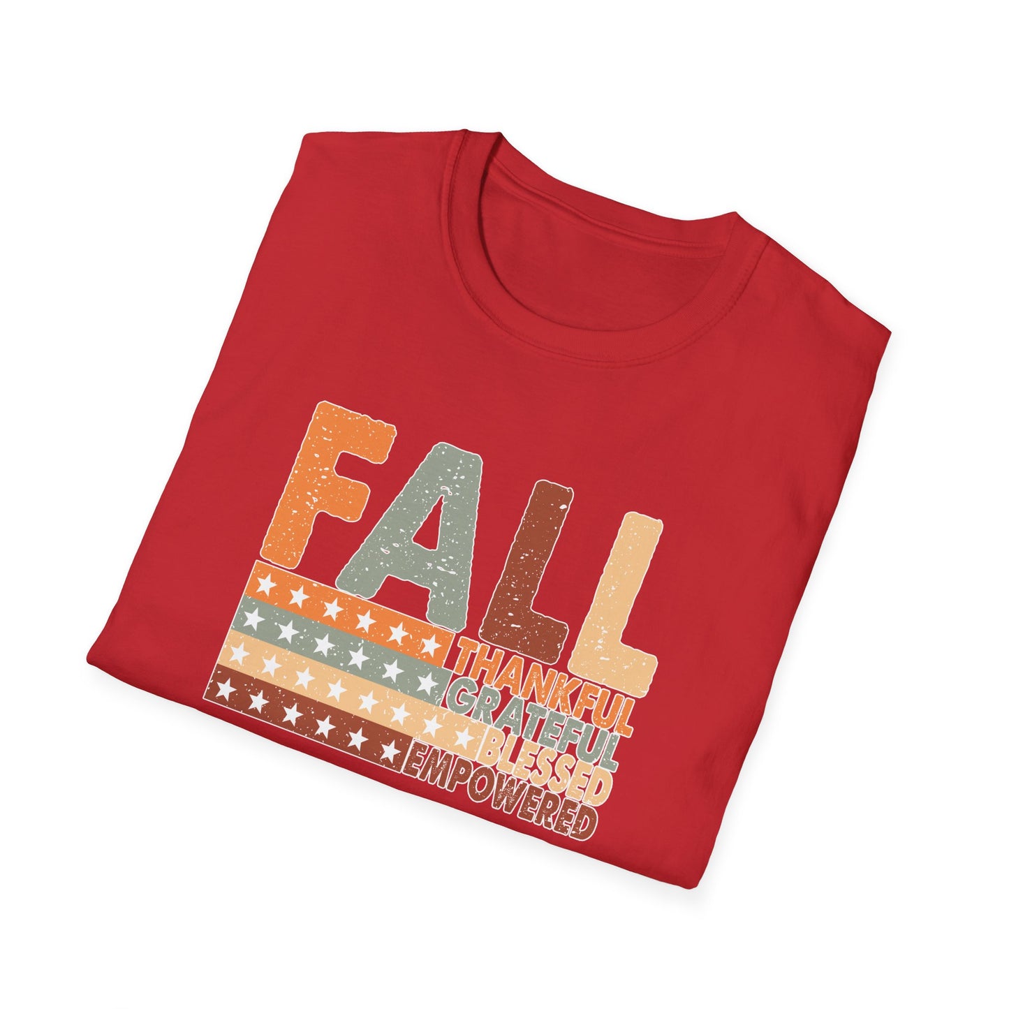 Fall Unisex Softstyle T-Shirt with Inspirational Words, Thankful, Grateful, Blessed, Empowered, Fall Tee, Hope Shirt, Thanksgiving Shirt
