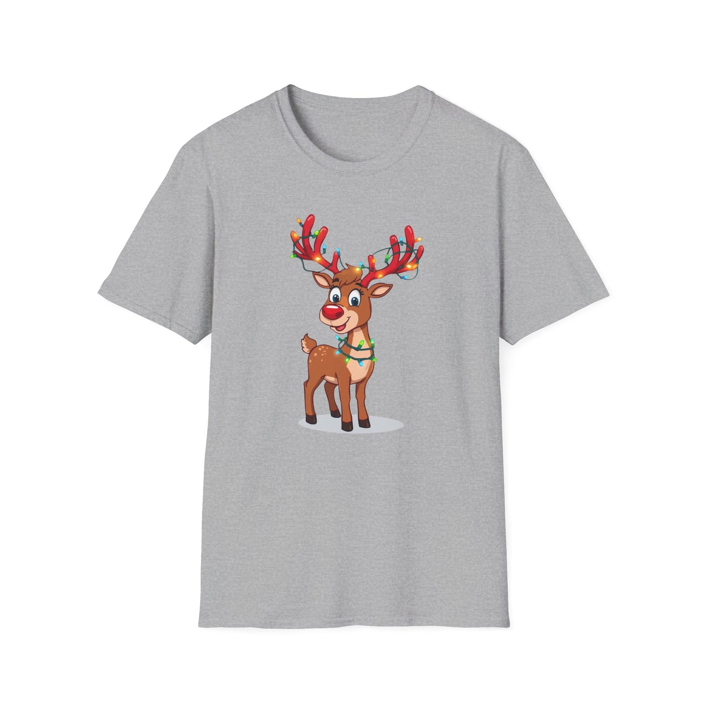 Smiling Reindeer with Christmas Lights Shirt, Family Christmas Shirts, Christmas T Shirt, Holiday Shirt, Cute Xmas Shirt for the family, Holiday Gift
