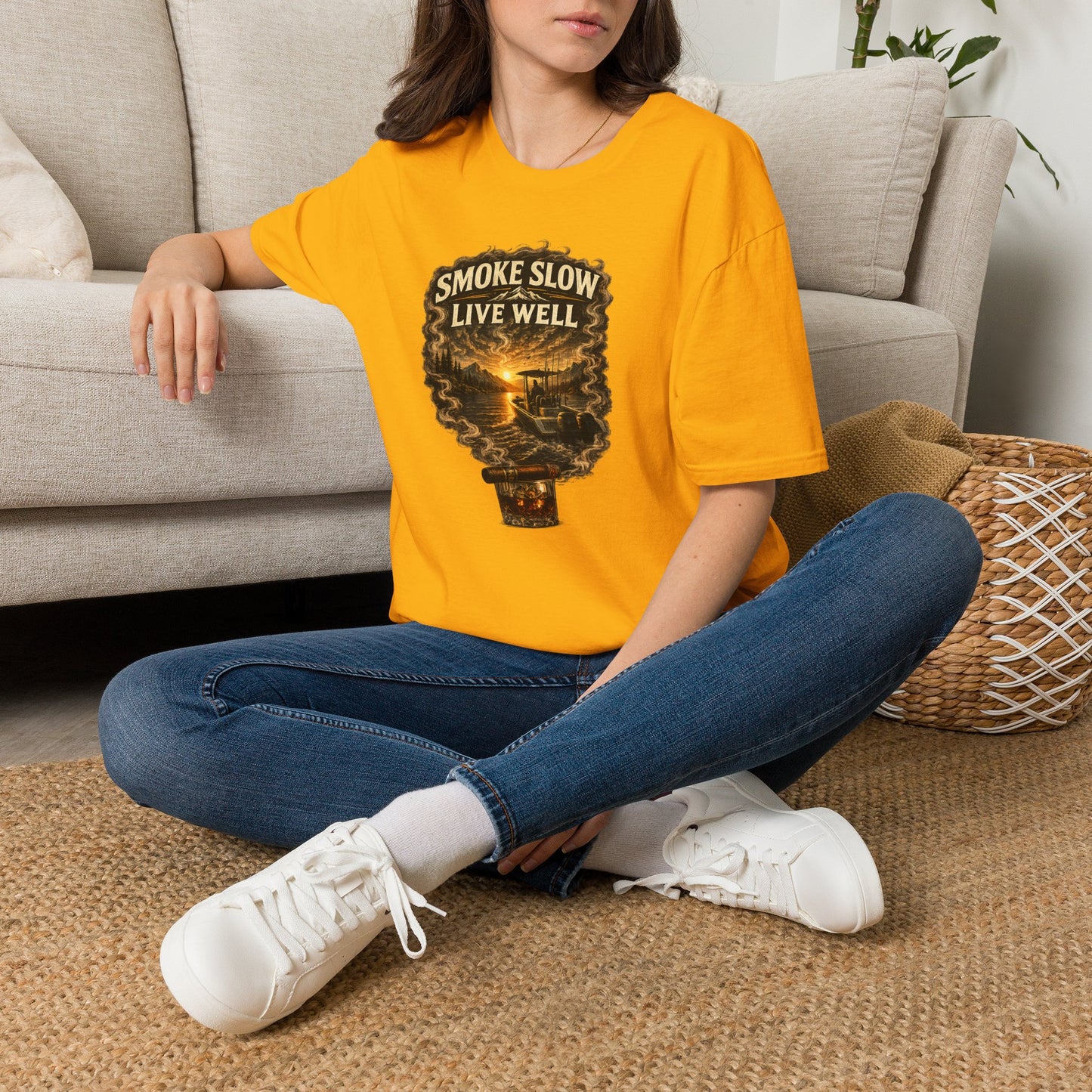 Smoke Slow Live Well Fishing T-Shirt – Cigar, Whiskey & Angler Lifestyle Tee