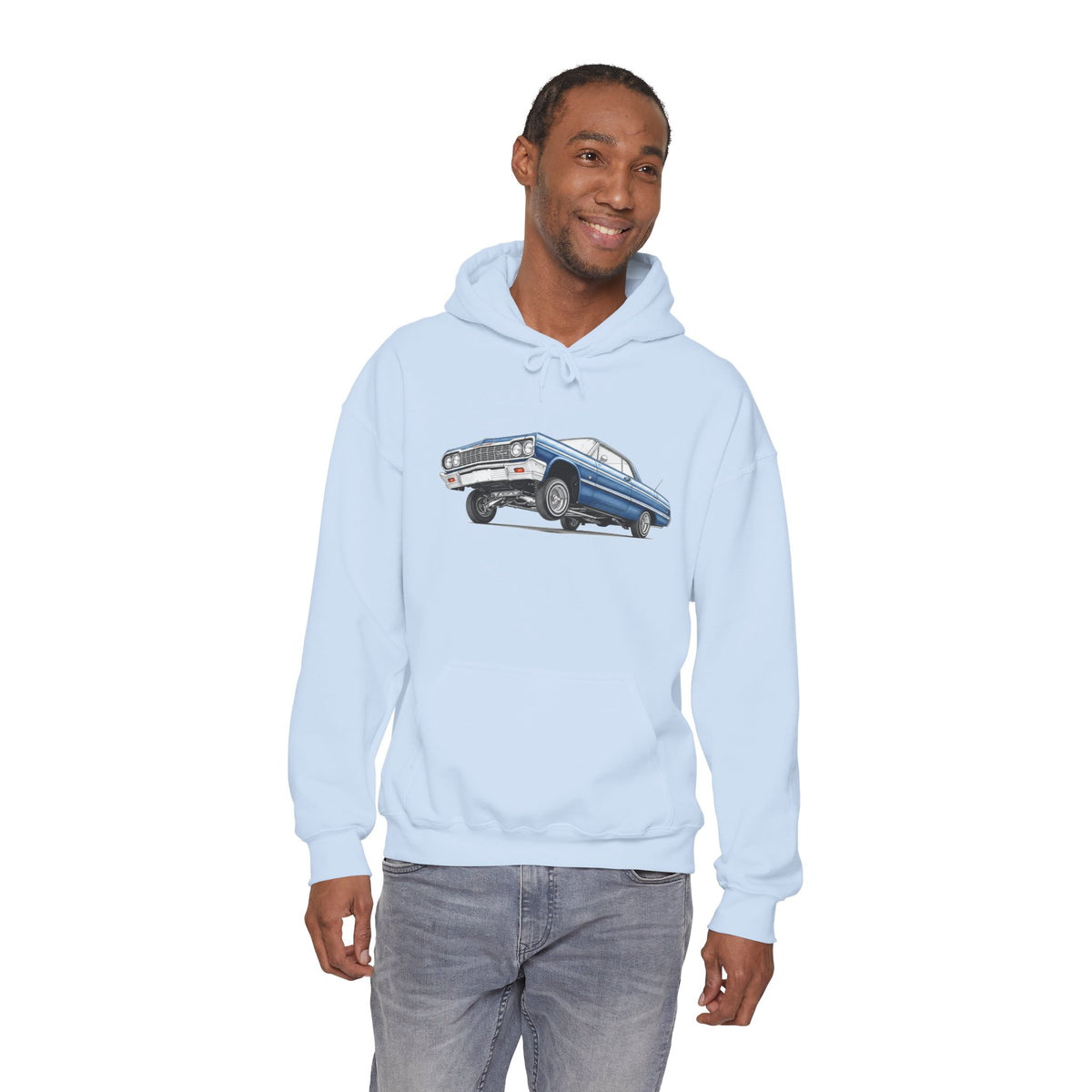 Classic Car Hoodie, Lowrider Car Hoodie, Blue Vintage Car Sweatshirt, Car Enthusiast Gift, Unisex Automotive Hoodie