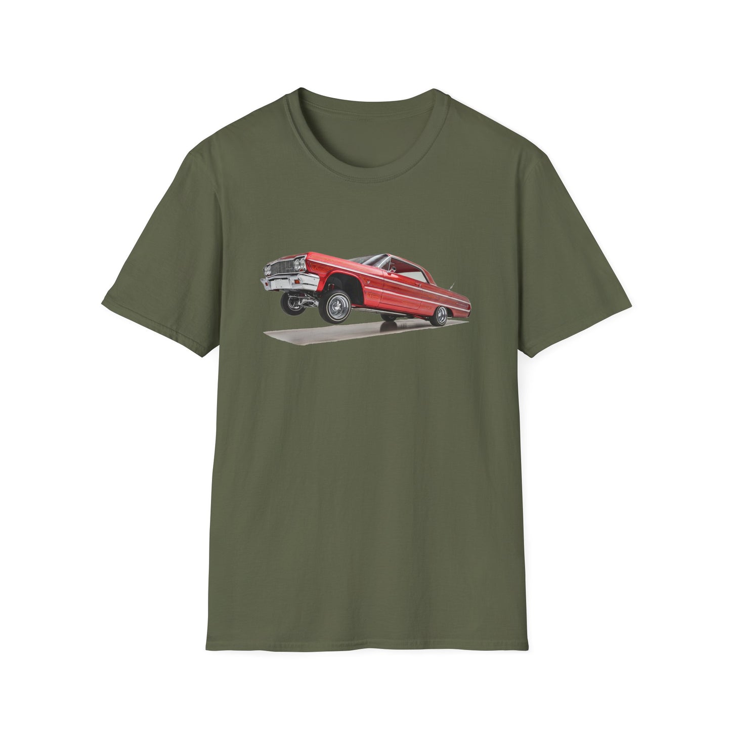 1964 Chevy Impala Hydraulics Lowrider Hoppin' graphic T-Shirt - Old School Hip Hop Cholo Art Tee Design - Chicano Car Club Graphic Tee
