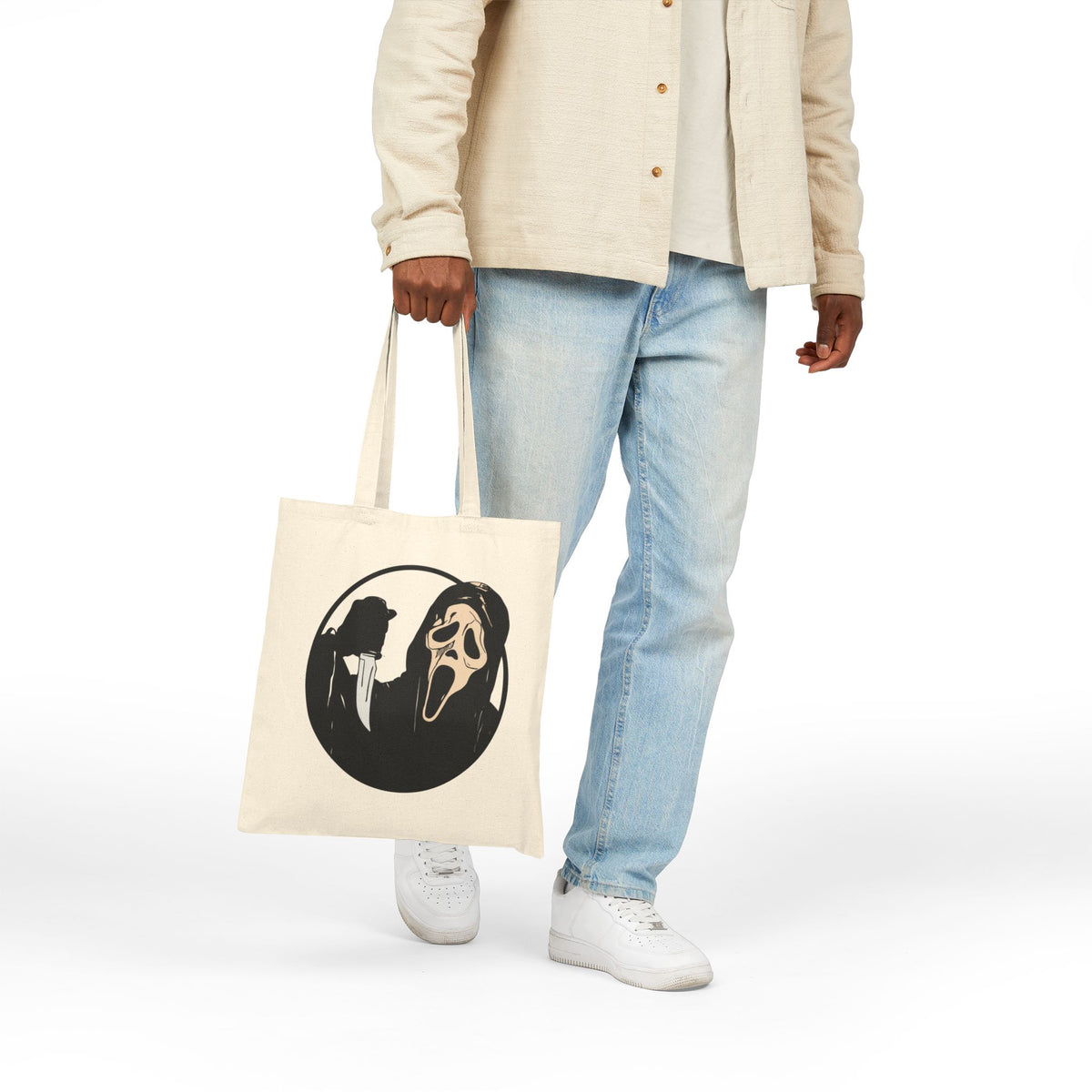 Scream Villain Ghost face Halloween Tote Bag, Halloween Gifts for shoppers, Shopping Tote, Horror Movie Fan Gift, Monster Movie Characters