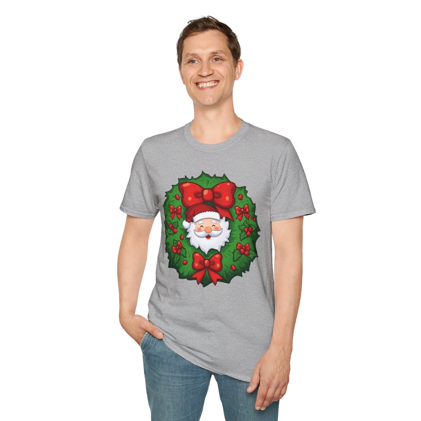 Santa Wreath Shirt, Family Christmas Shirts, Christmas T Shirt, Holiday Shirt, Cute Xmas Shirt for the family, Holiday Gift