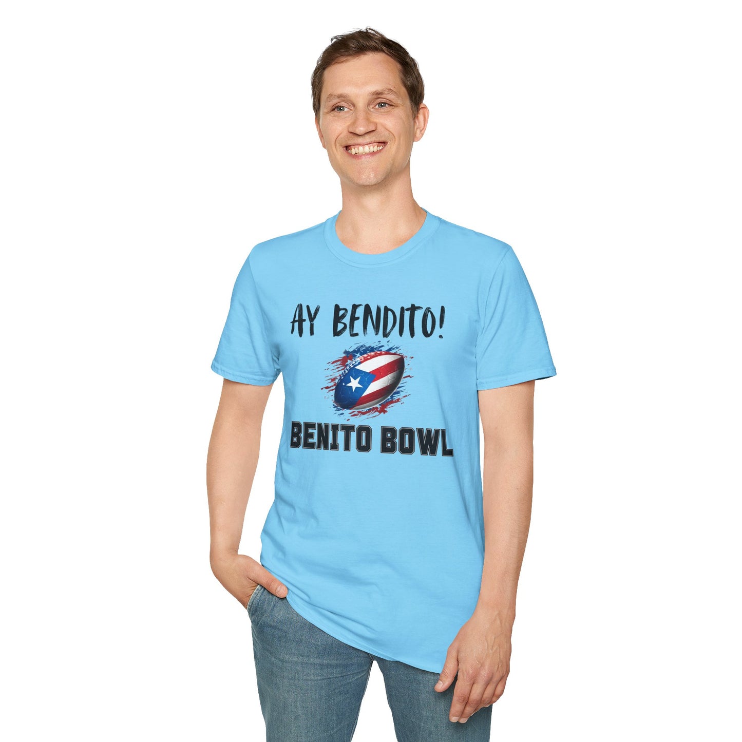 Ay Bendito! Benito Bowl T-Shirt, Halftime Benito Shirt, Football Fan Gift, Benito Tee, Puerto Rico Heritage Boriqua Pride Gift