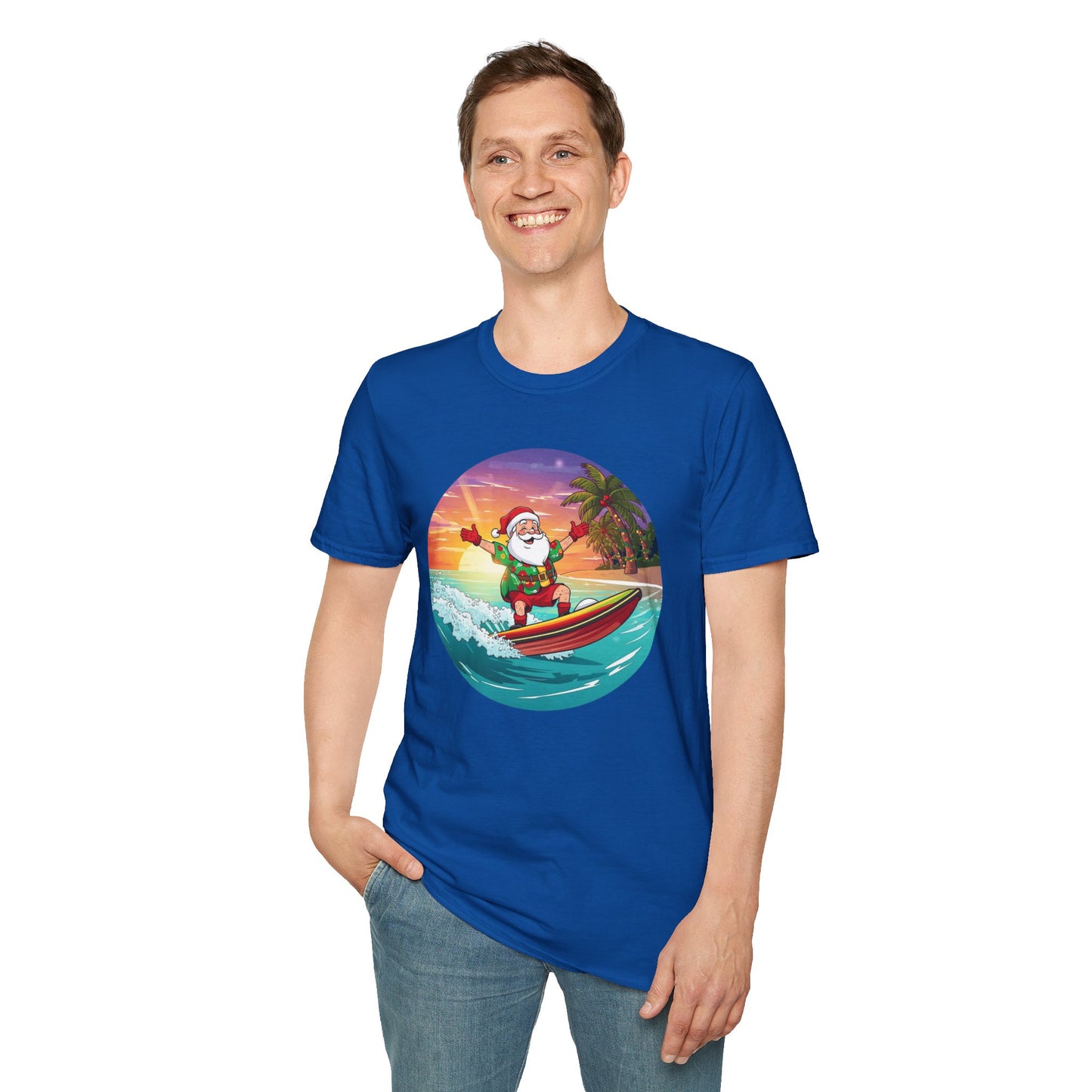 Tropical Surfing Santa Shirt, Family Christmas Shirts, Christmas T Shirt, Holiday Shirt, Cute Xmas Shirt for the family, Holiday Gift