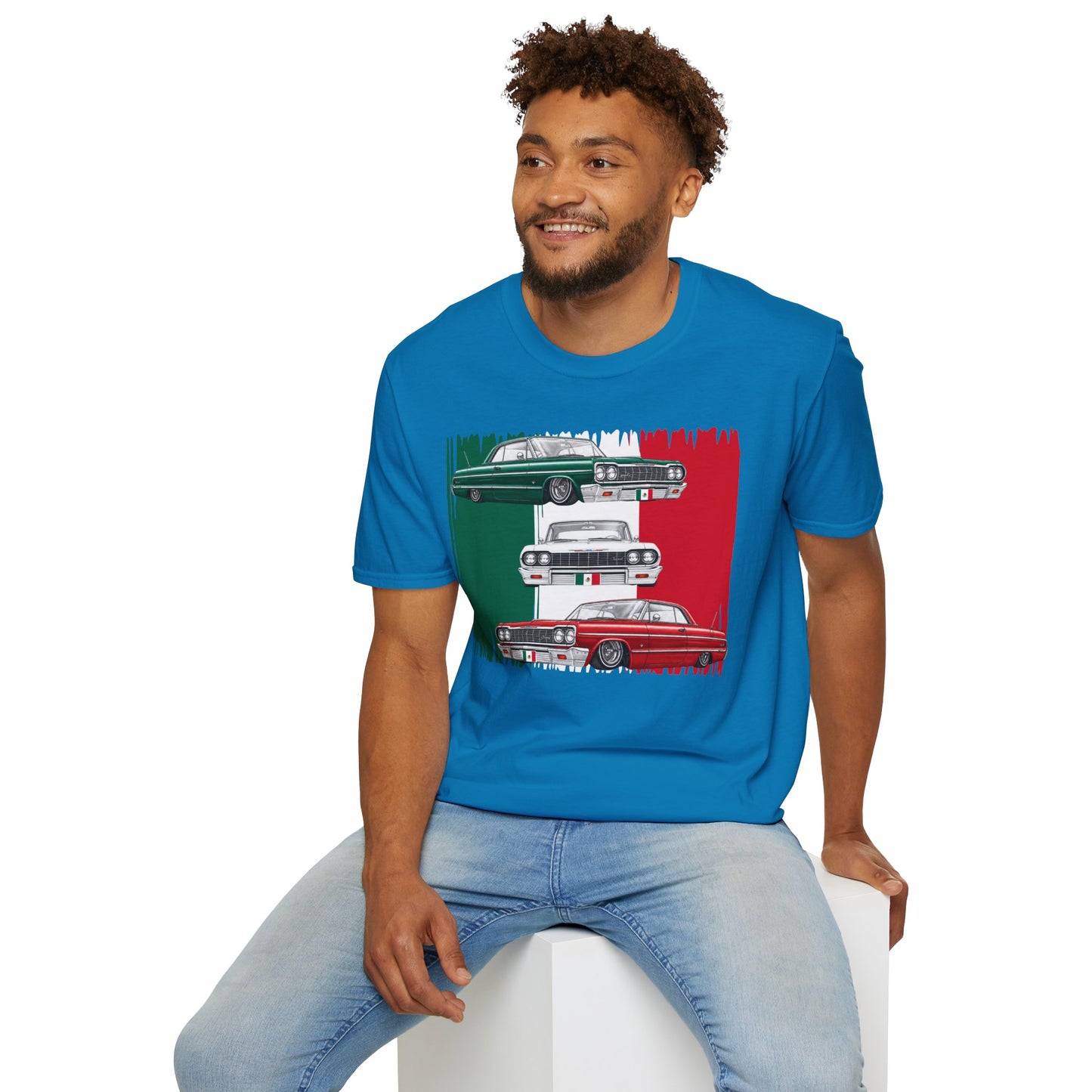 Lowrider Shirt, Mexican Flag Classic Car Tee, Vintage Car Graphic Shirt, Car Enthusiast Gift, Retro Auto Unisex Tee