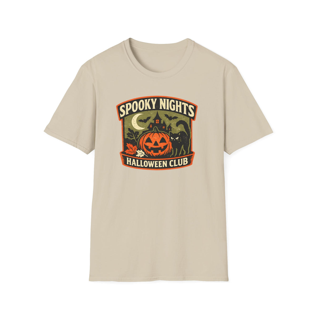 Halloween Black Cat Shirt, Spooky Nights Halloween Club Tee, Pumpkin Cat T-Shirt, Cute Halloween Shirt, Fall Graphic Tee