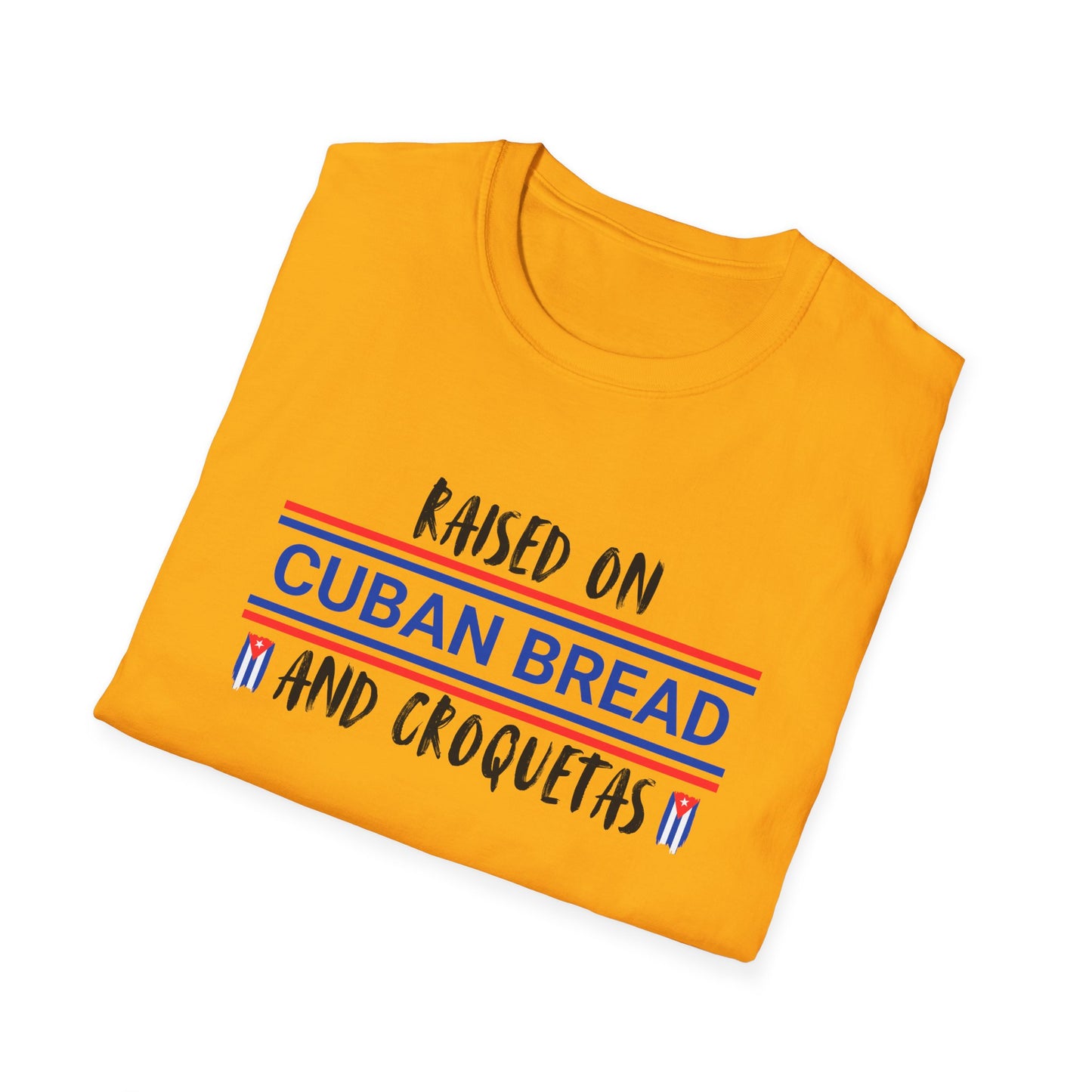 Raised on Cuban Bread and Croquetas T-Shirt, Cute Graphic Tee for Hispanic Heritage, Cuban Food Heritage, Latin roots Tee, Hispanic Gift