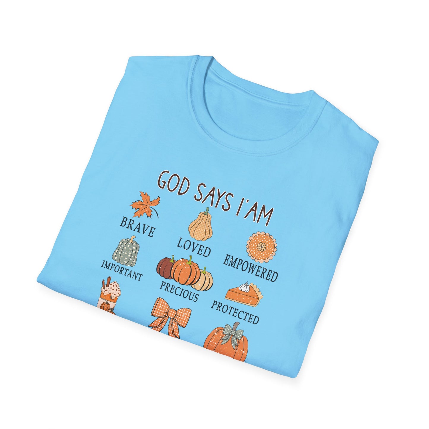 Fall Unisex Softstyle T-Shirt with Inspirational Words, Brave, Loved, Empowered, Unique, Religious Fall Tee, Hope Shirt, Thanksgiving Shirt