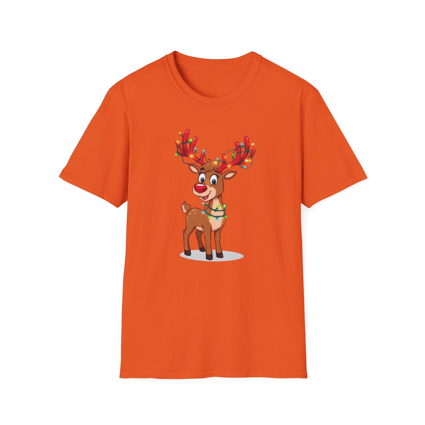 Smiling Reindeer with Christmas Lights Shirt, Family Christmas Shirts, Christmas T Shirt, Holiday Shirt, Cute Xmas Shirt for the family, Holiday Gift