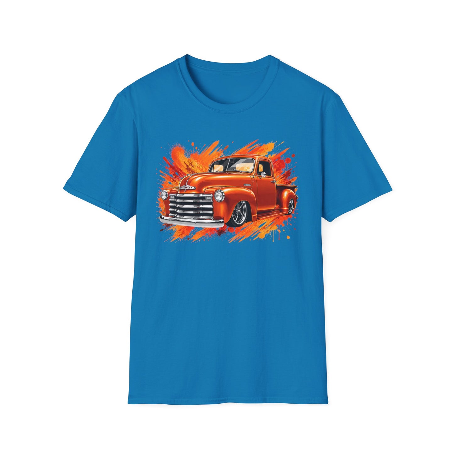 Orange Classic Truck T-Shirt, Vintage Pickup Graphic Tee, Custom Truck Shirt for Car Lovers
