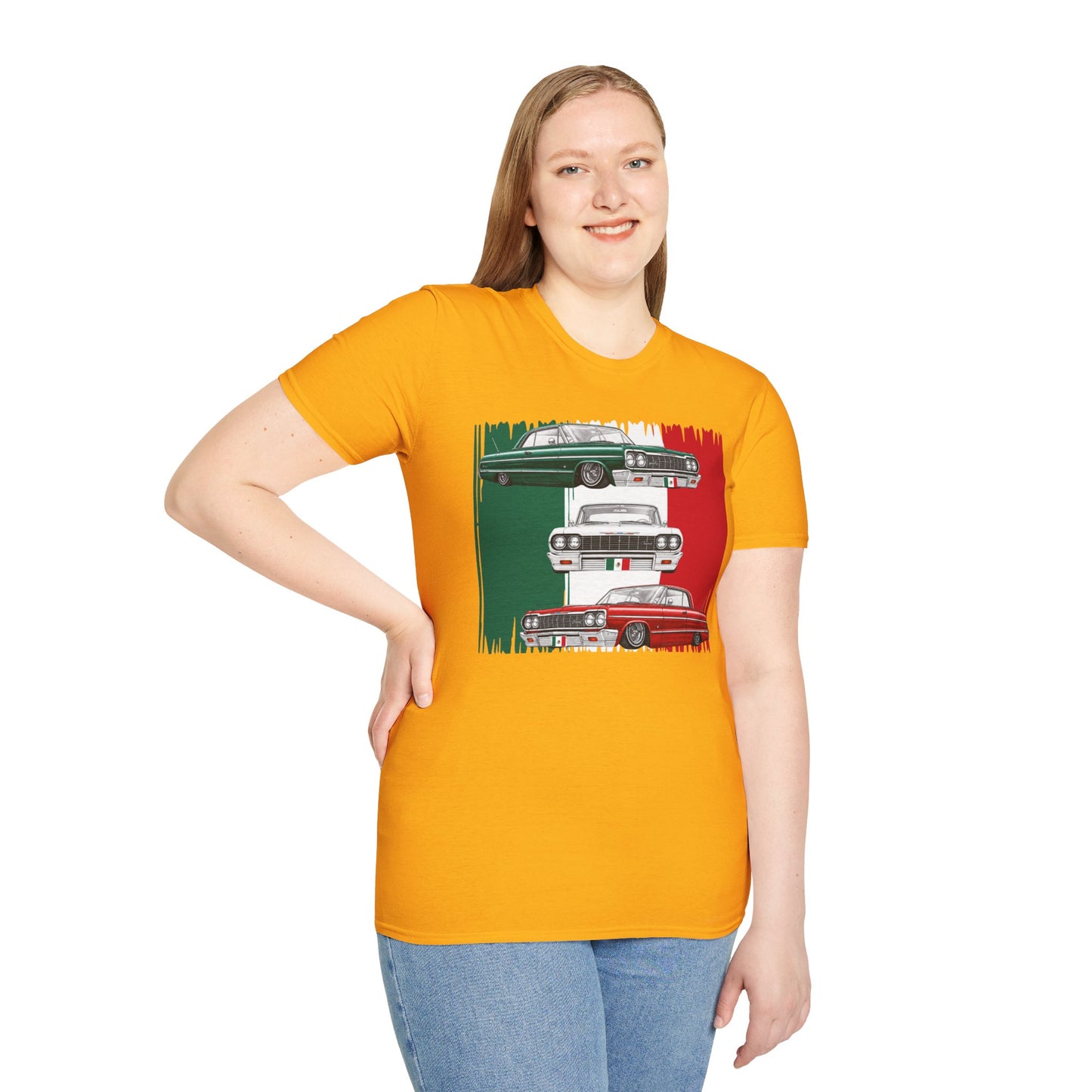 Lowrider Shirt, Mexican Flag Classic Car Tee, Vintage Car Graphic Shirt, Car Enthusiast Gift, Retro Auto Unisex Tee