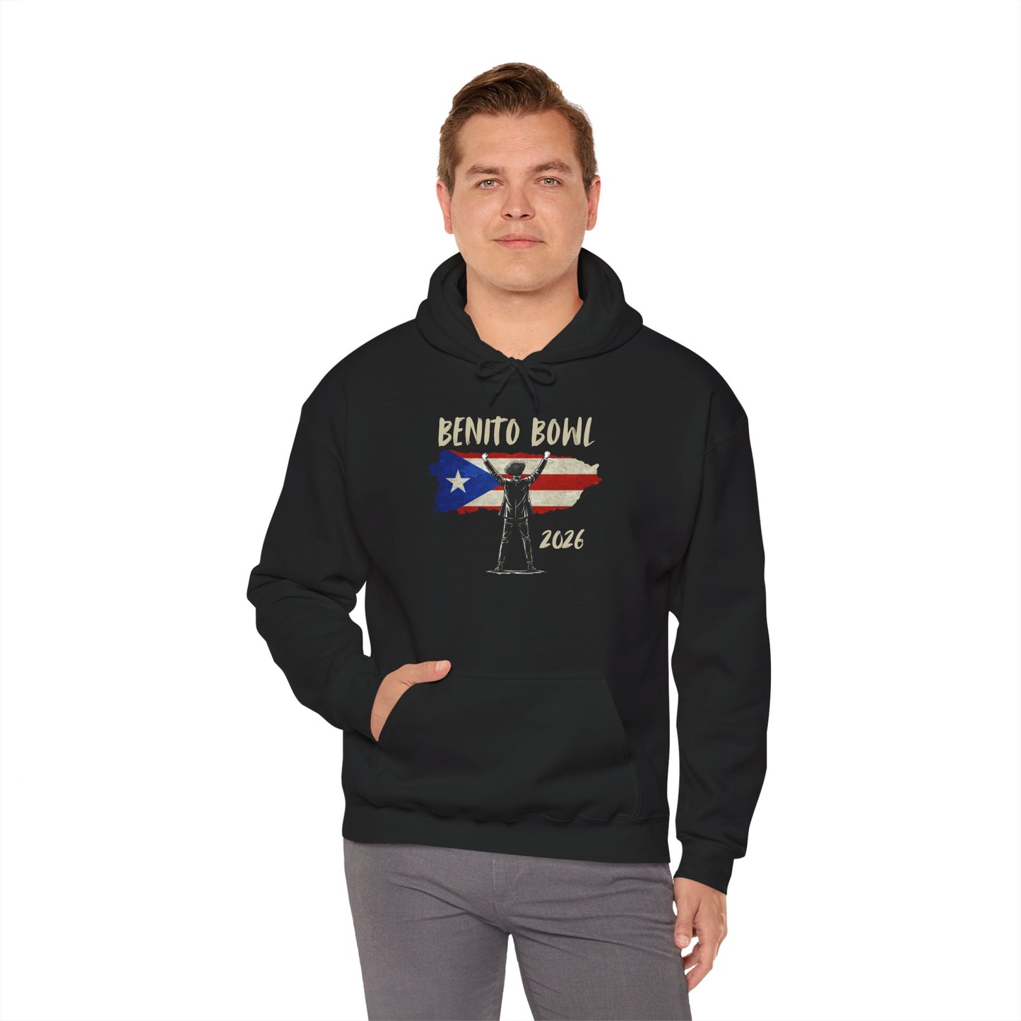 Benito Bowl 2026 PR Flag Hoodie, Benito Bowl, Football Fan Gift, Puerto Rico Boricua Heritage Culture Pride Hoodie