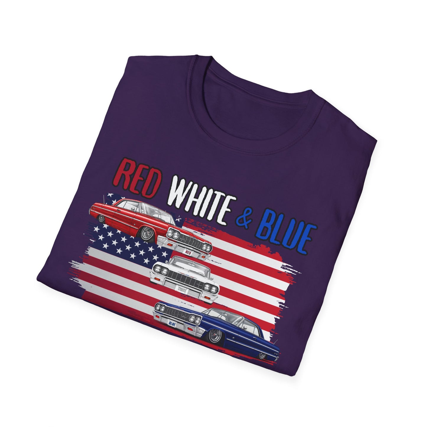 Patriotic Lowrider Shirt, Red White and Blue Car Tee, Classic Car Shirt, 4th of July Car Lover Gift, Unisex Auto Tee