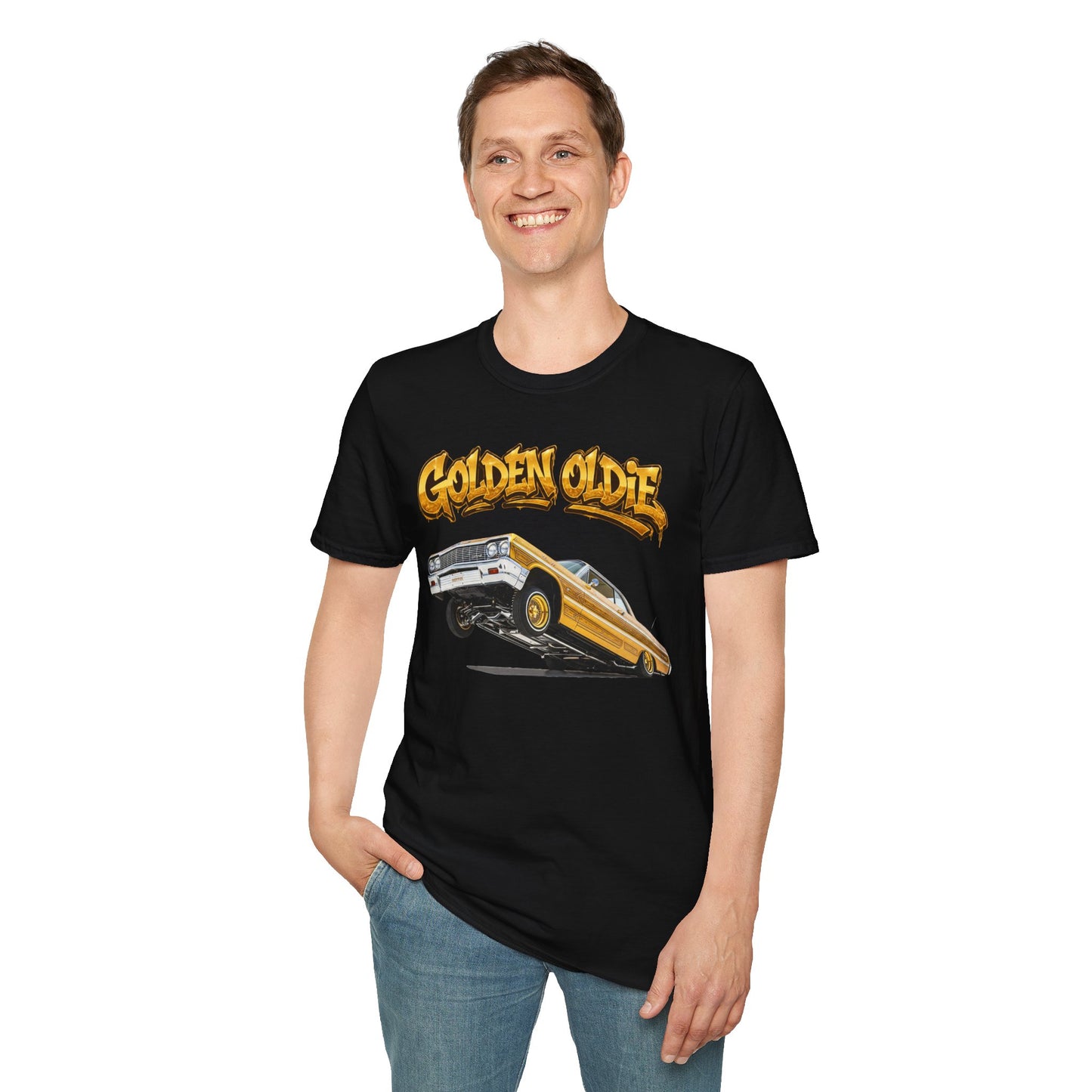 Golden Oldie Lowrider Shirt, Classic Car Tee, Vintage Auto Graphic Shirt, Car Enthusiast Gift, Retro Car Lover Tee