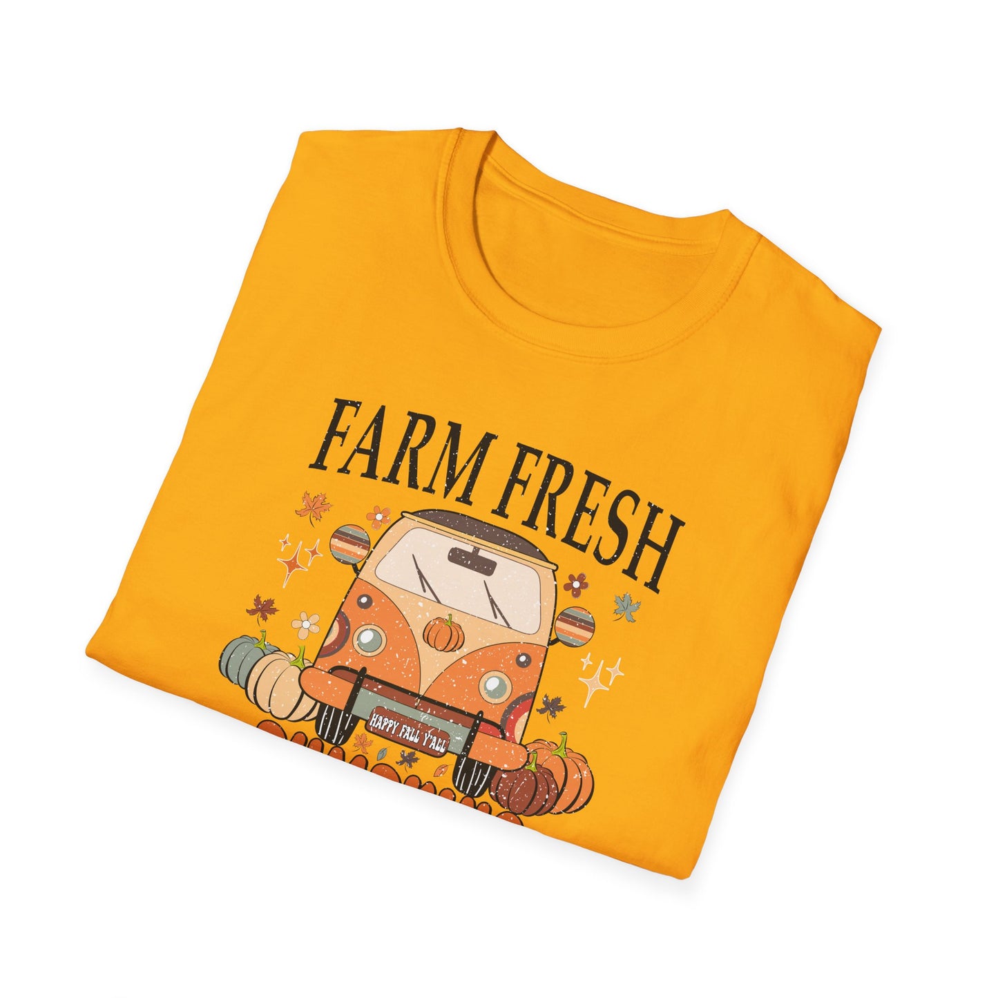 Farm Fresh Pumpkin Happy Fall Yall T-Shirt - Women's Autumn Tee, Thanksgiving Shirt, Pumpkin Thanksgiving Tee, Cozy Fall Tee for Her