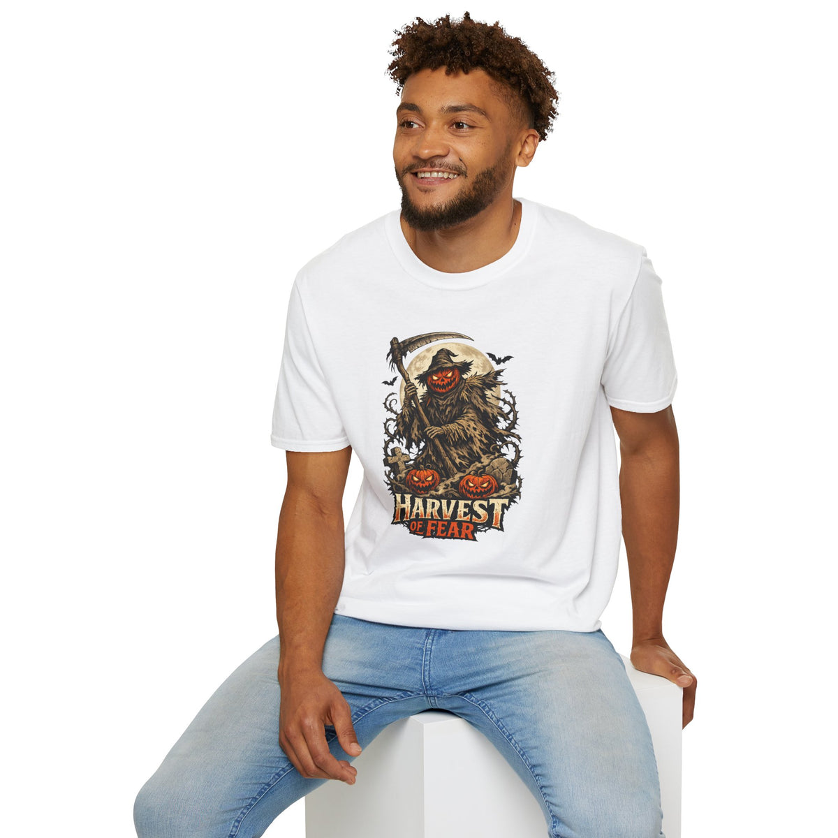 Halloween Horror Shirt, Harvest of Fear T-Shirt, Pumpkin Reaper Tee, Scary Scarecrow Shirt, Spooky Season Gift