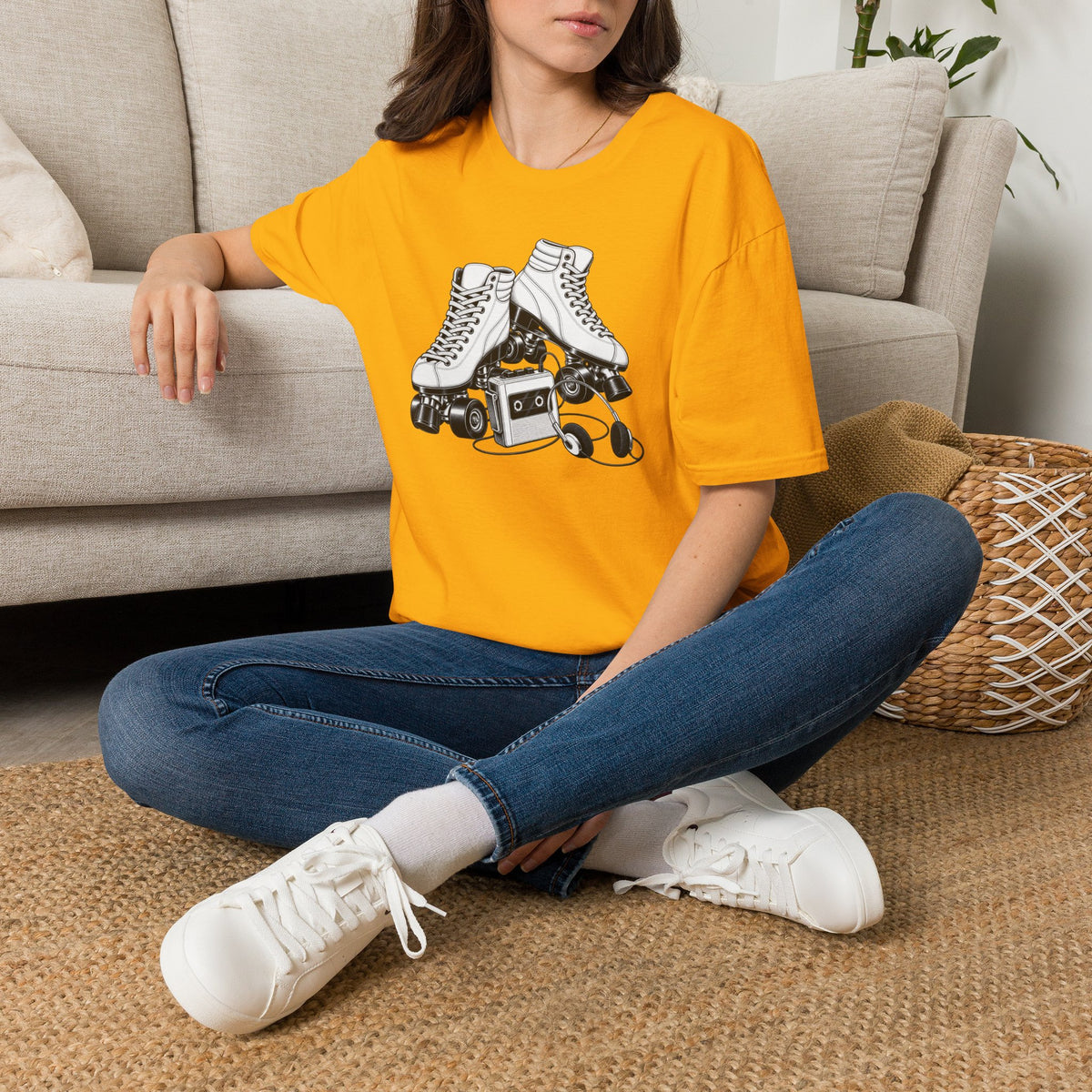 Roller Skate T-Shirt, Retro Cassette Tee, Vintage Roller Rink Shirt, Music Lover Gift, Skater Tee