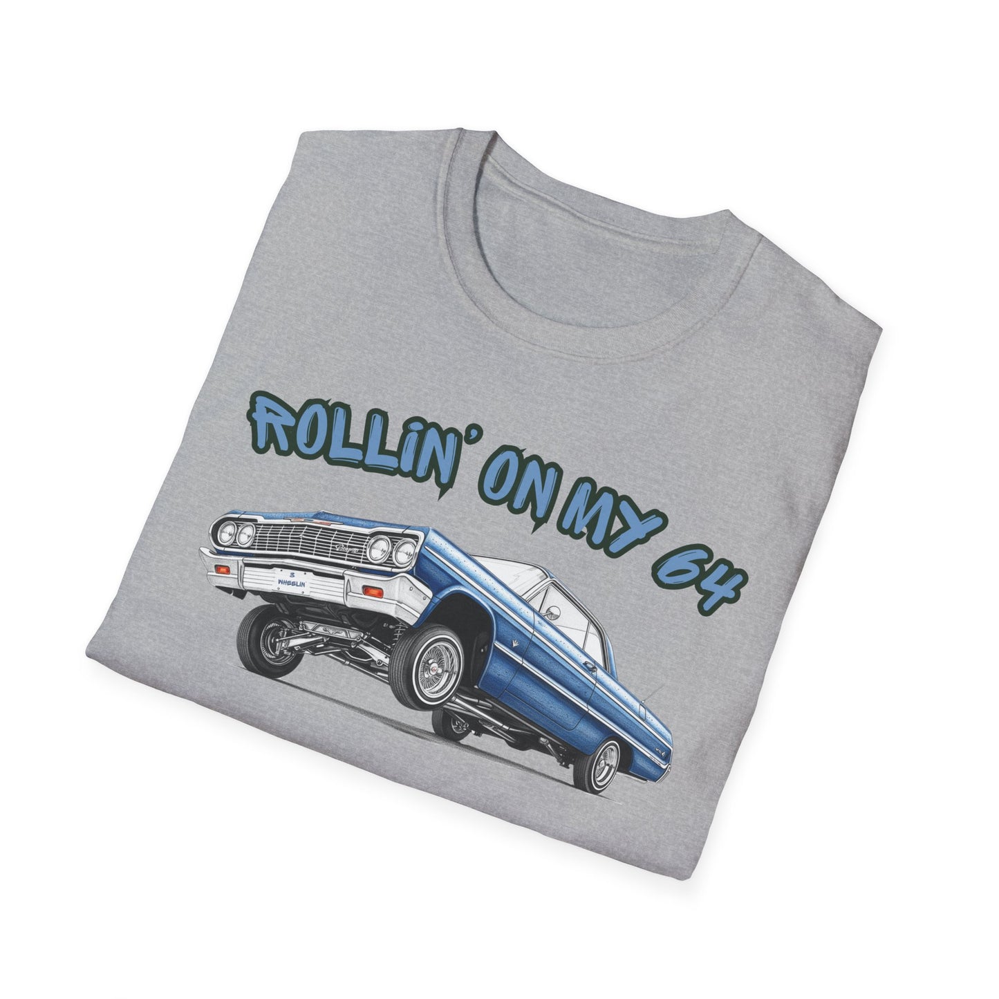 Lowrider Shirt, Rollin On My 64 Tee, Classic Car Graphic Shirt, Vintage Car Enthusiast Gift, Retro Auto Unisex Tee