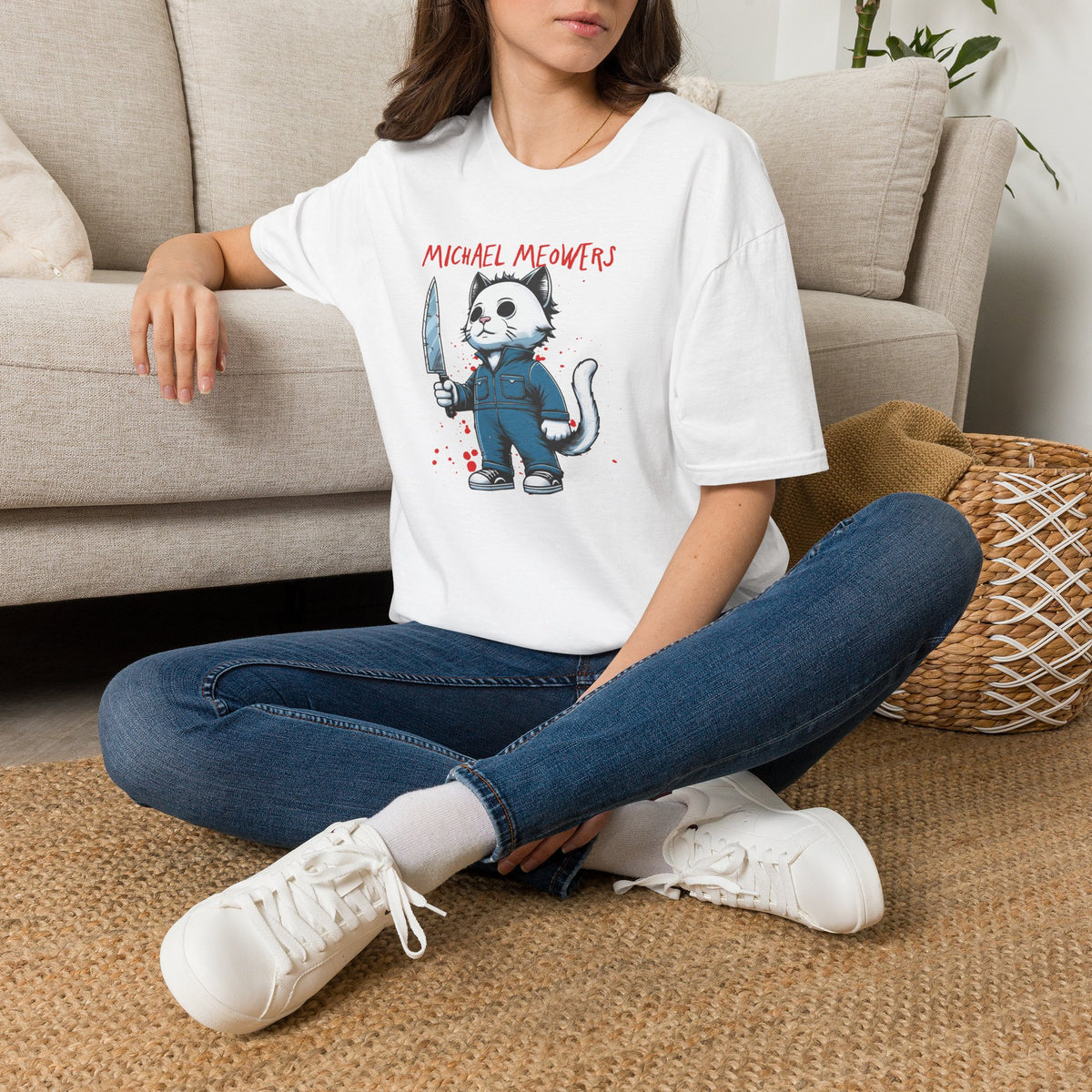 Michael Meowers Halloween Funny Cat T-Shirt, Scary Movie Tee, Halloween Cat Shirt, Horror Movie Cat Fan Gift, Horror Movie Character