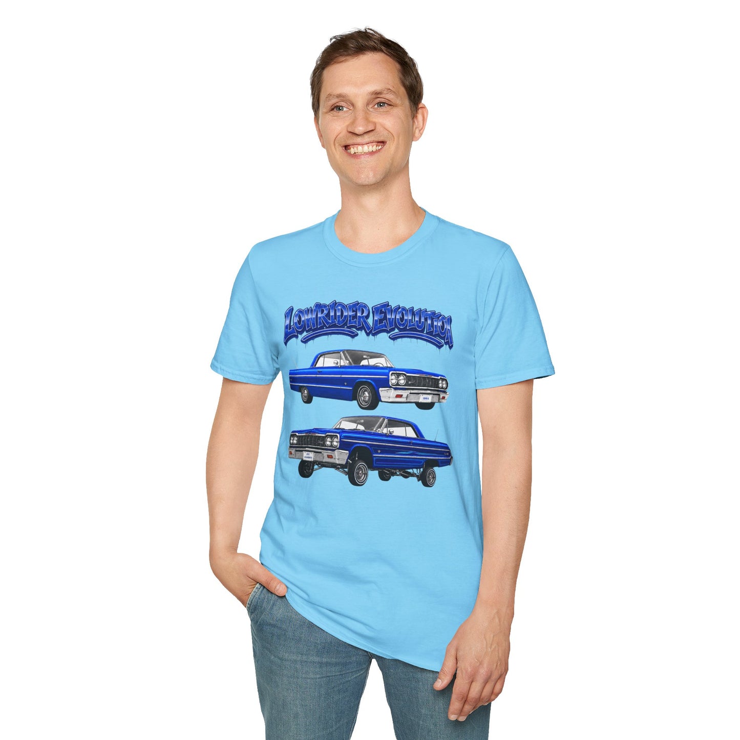 Classic Lowrider Shirt, Lowrider Evolution Tee, Blue Vintage Car Shirt, Car Enthusiast Gift, Retro Auto Graphic Tee