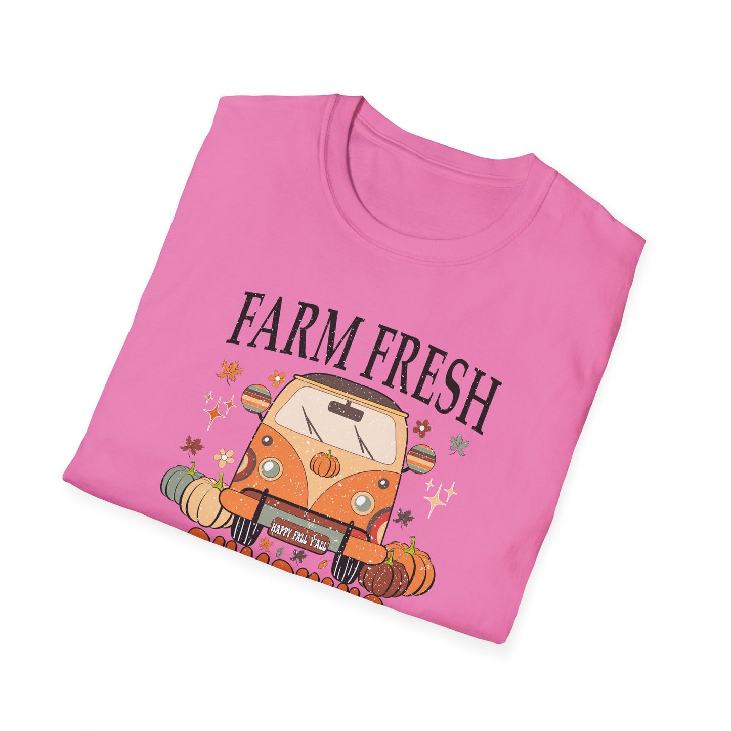 Farm Fresh Pumpkin Happy Fall Yall T-Shirt - Women's Autumn Tee, Thanksgiving Shirt, Pumpkin Thanksgiving Tee, Cozy Fall Tee for Her