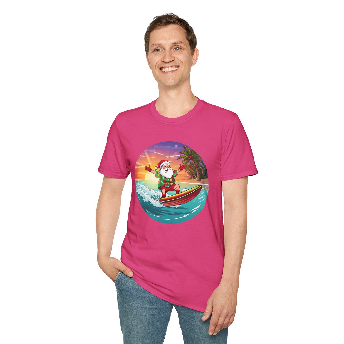 Tropical Surfing Santa Shirt, Family Christmas Shirts, Christmas T Shirt, Holiday Shirt, Cute Xmas Shirt for the family, Holiday Gift