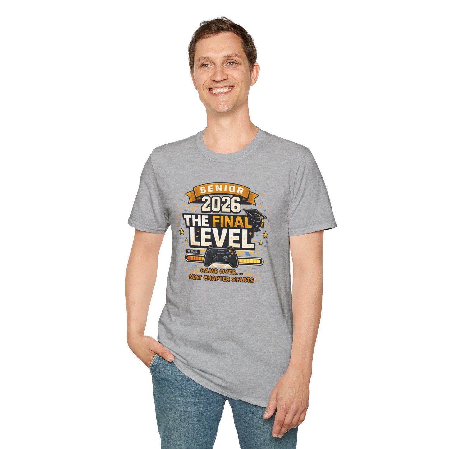 Senior 2026 The Final Level Gamer Graduation T-Shirt, Class of 2026 Game Over Next Chapter Starts Tee for Boys Girls Grad