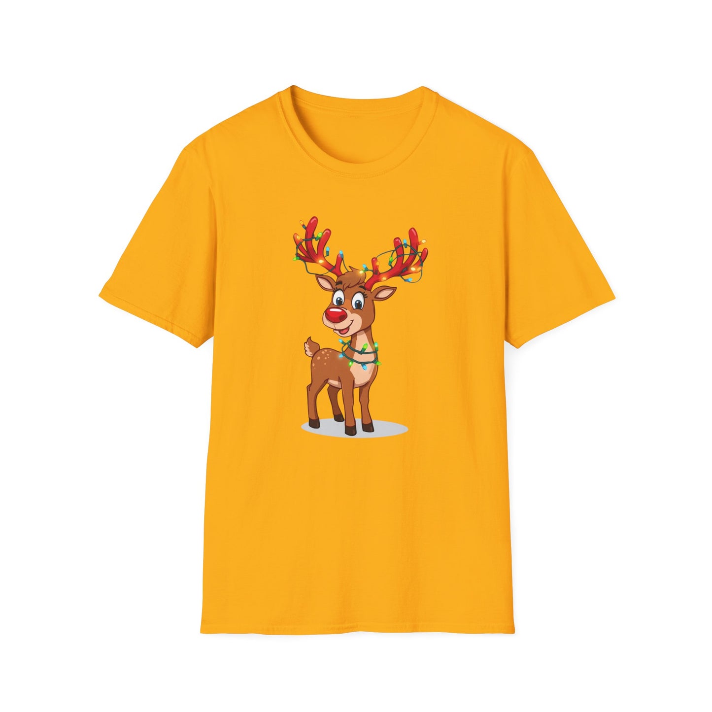 Smiling Reindeer with Christmas Lights Shirt, Family Christmas Shirts, Christmas T Shirt, Holiday Shirt, Cute Xmas Shirt for the family, Holiday Gift