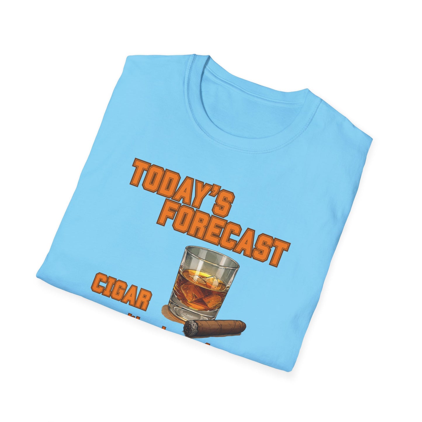 Today's Forecast Cigar with a chance of Whiskey Unisex T-Shirt, BBQ Pool Party Shirt, Fathers Day Gift, Relaxation Leisure, Cigar lover Gift