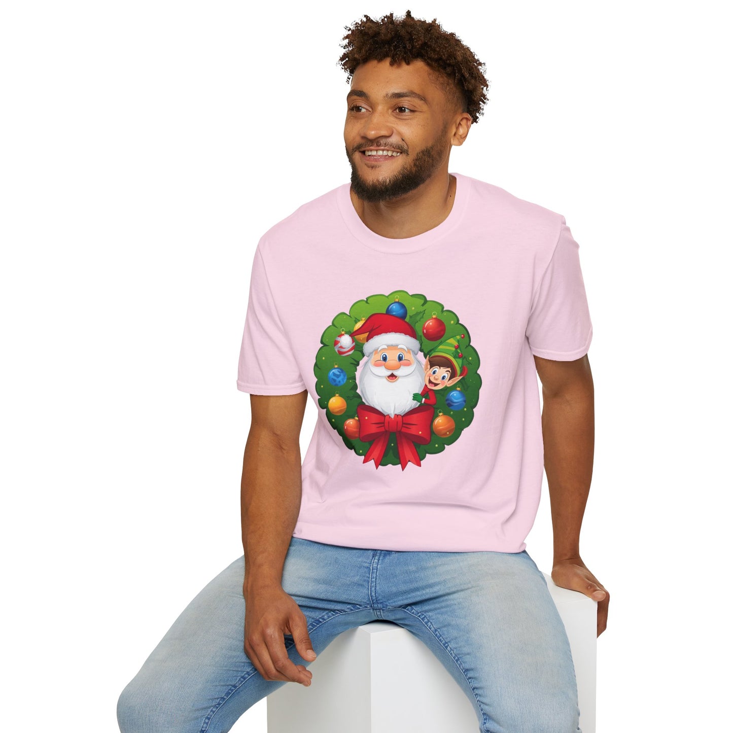Santa and Elf on a Wreath Shirt, Family Christmas Shirts, Christmas T Shirt, Holiday Shirt, Cute Xmas Shirt for the family, Holiday Gift
