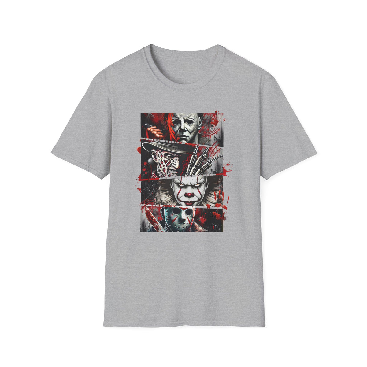 Horror Movie Villains Halloween Softstyle T-Shirt, Scary Movie Tee, Halloween Shirt, Horror Movie Fan Gift, Horror Movie Characters