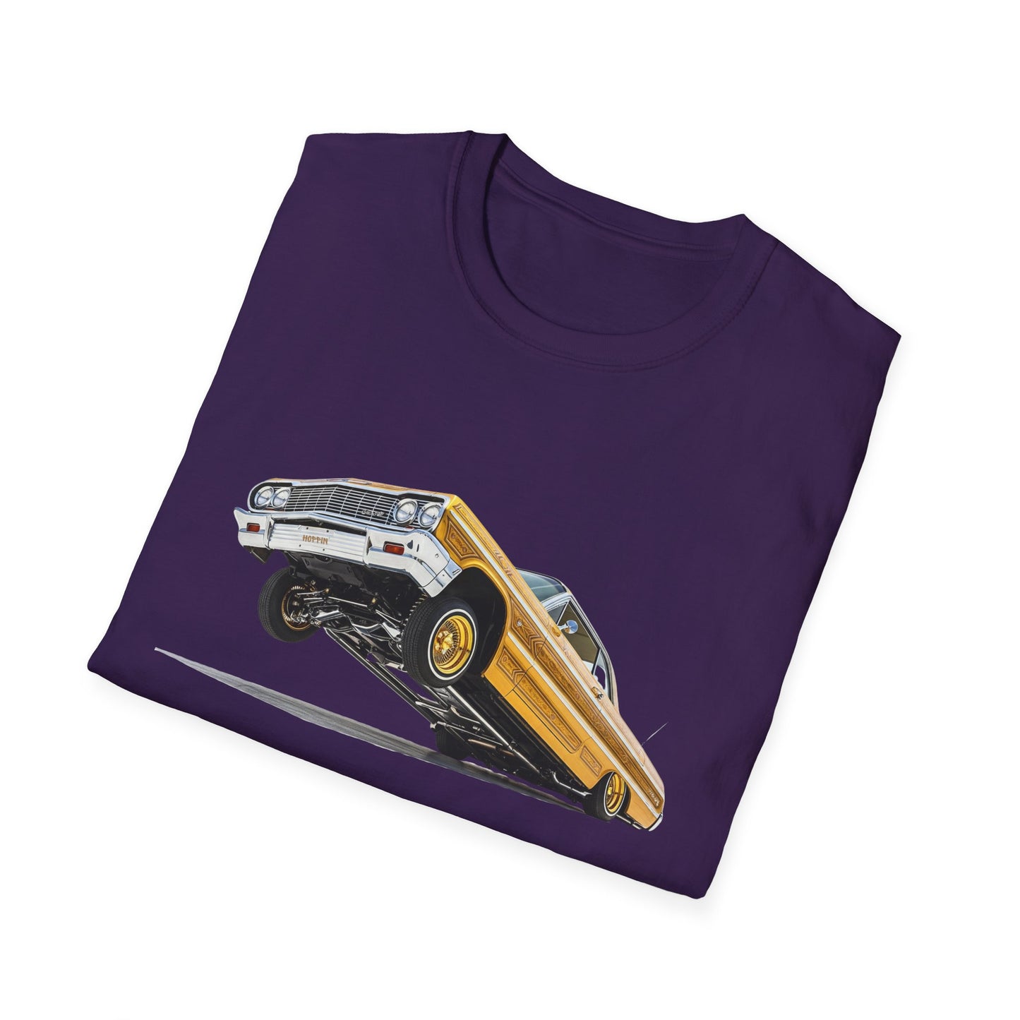 1964 Chevy Impala Hydraulics Lowrider Hoppin' Ink Drawing T-Shirt - Old School Hip Hop Cholo Art Tee Design - Chicano Car Club Graphic Tee