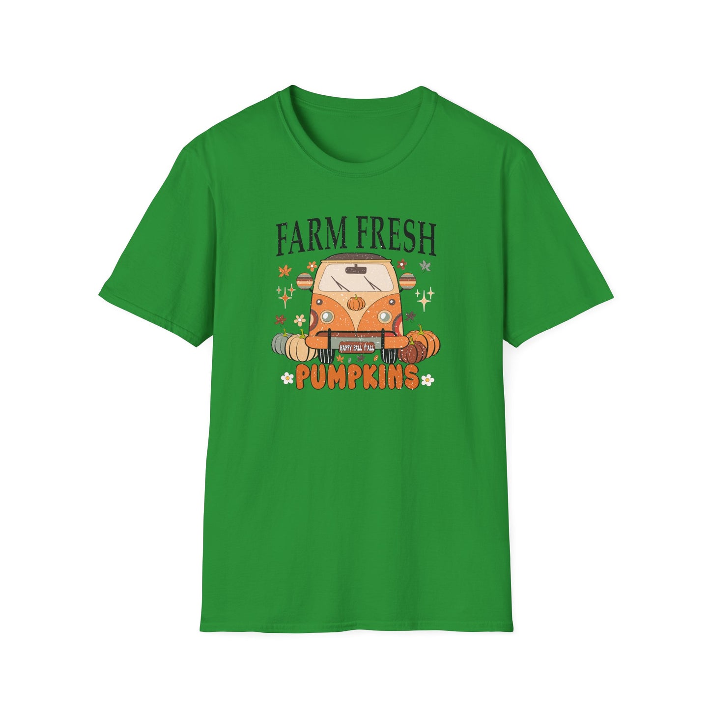 Farm Fresh Pumpkin Happy Fall Yall T-Shirt - Women's Autumn Tee, Thanksgiving Shirt, Pumpkin Thanksgiving Tee, Cozy Fall Tee for Her