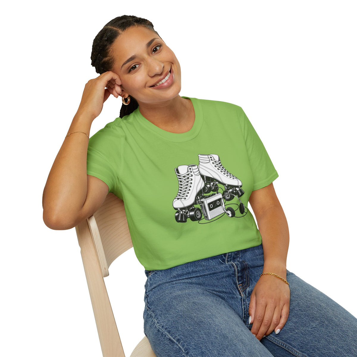 Roller Skate T-Shirt, Retro Cassette Tee, Vintage Roller Rink Shirt, Music Lover Gift, Skater Tee