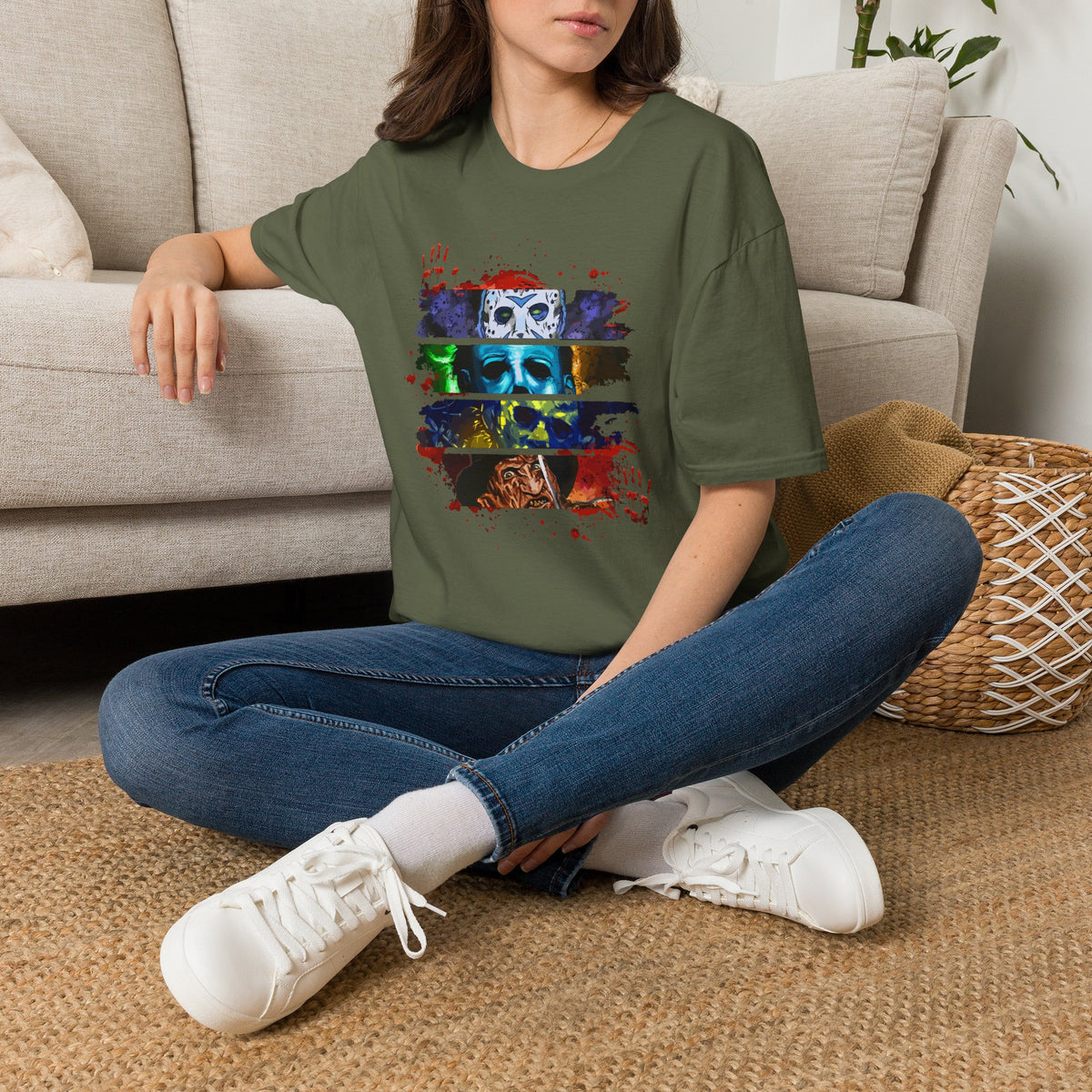Horror Movie Villains Halloween Softstyle T-Shirt, Scary Movie Tee, Halloween Shirt, Horror Movie Fan Gift, Horror Movie Characters