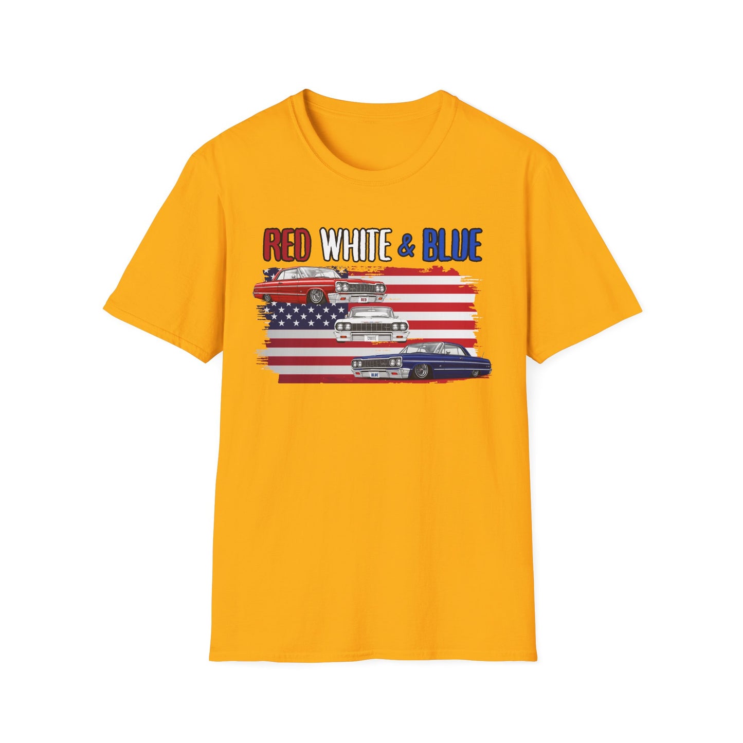 Patriotic Lowrider Shirt, Red White and Blue Car Tee, Classic Car Shirt, 4th of July Car Lover Gift, Unisex Auto Tee