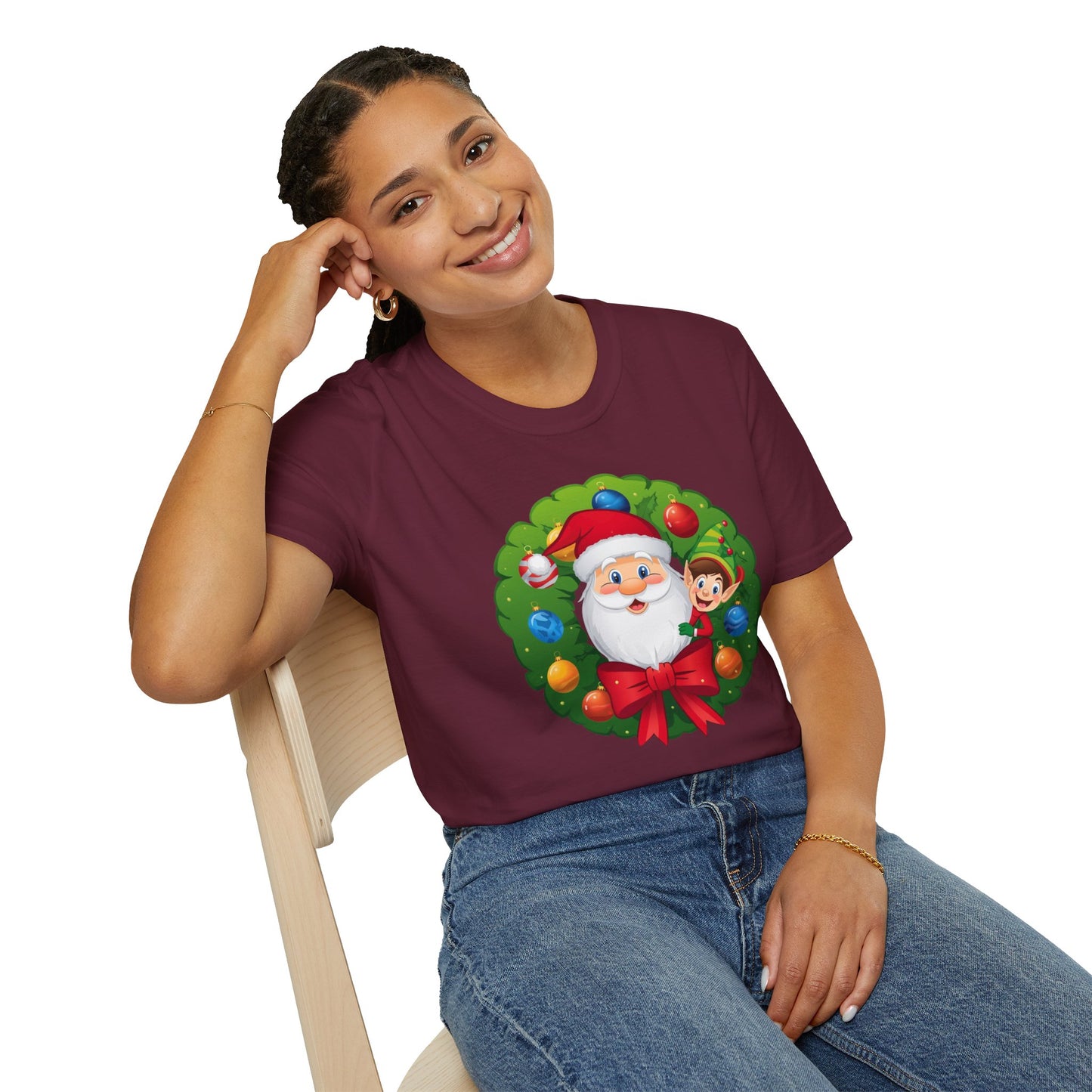 Santa and Elf on a Wreath Shirt, Family Christmas Shirts, Christmas T Shirt, Holiday Shirt, Cute Xmas Shirt for the family, Holiday Gift