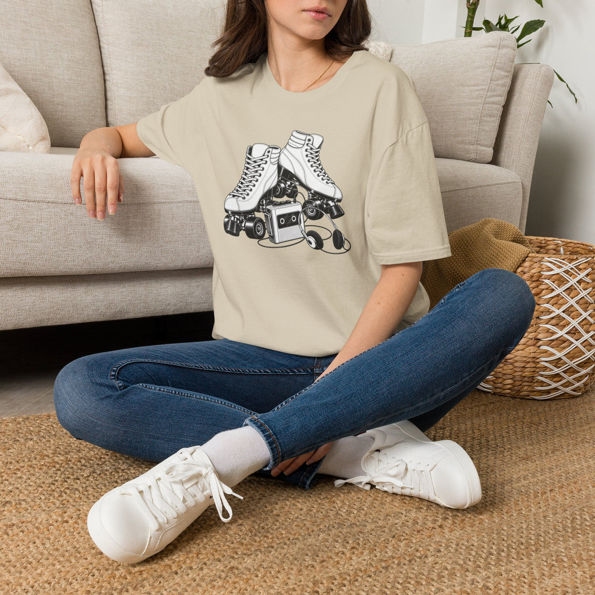 Roller Skate T-Shirt, Retro Cassette Tee, Vintage Roller Rink Shirt, Music Lover Gift, Skater Tee