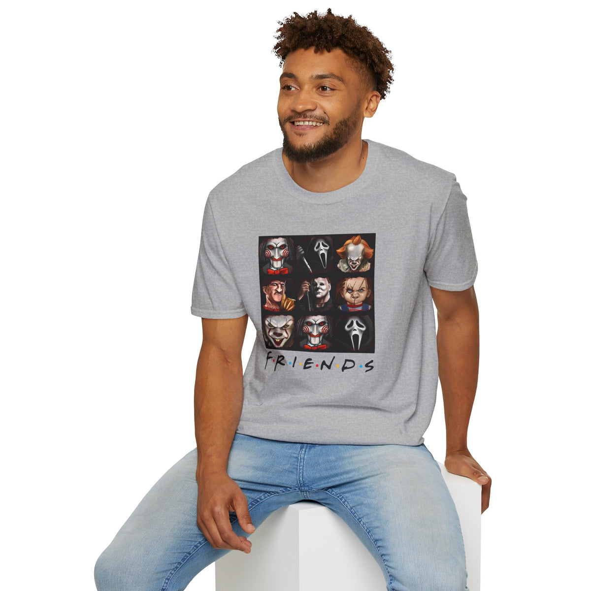 Horror Movie Villains Halloween Softstyle T-Shirt, Scary Movie Tee, Halloween Shirt, Horror Movie Fan Gift, Horror Movie Characters