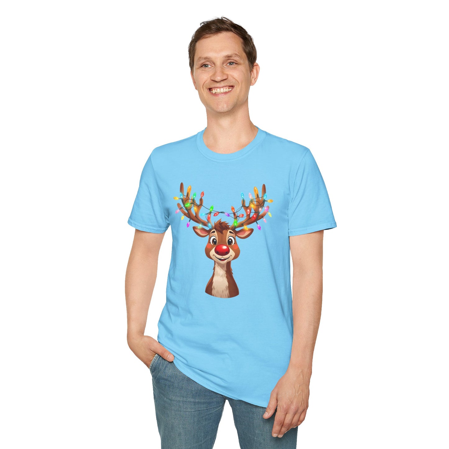 Reindeer with Christmas Lights Shirt, Family Christmas Shirts, Christmas T Shirt, Holiday Shirt, Cute Xmas Shirt for the family, Holiday Gift