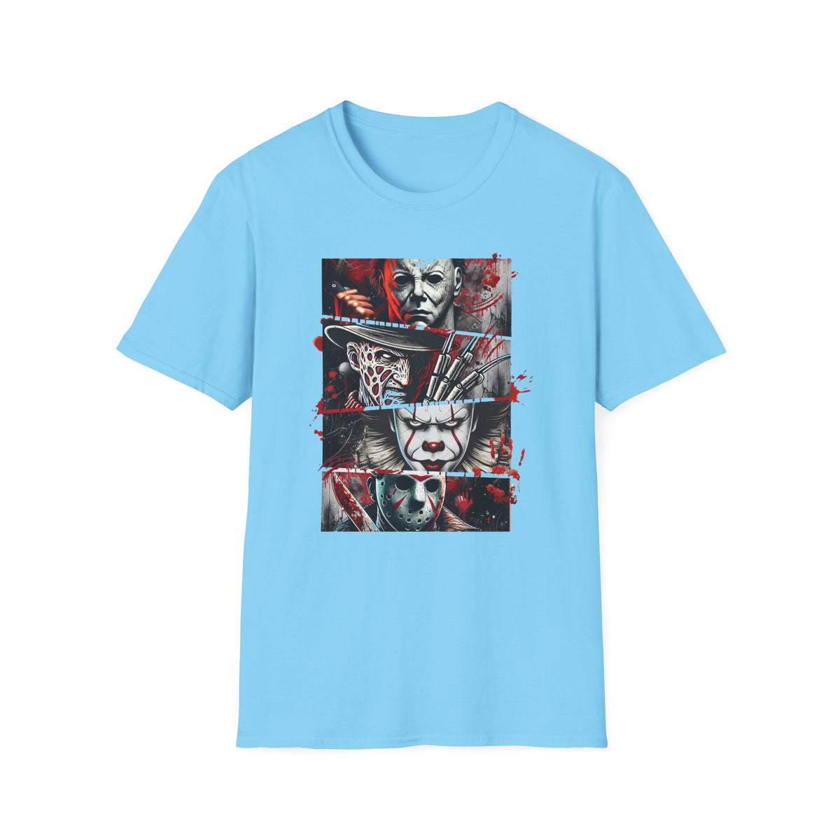 Horror Movie Villains Halloween Softstyle T-Shirt, Scary Movie Tee, Halloween Shirt, Horror Movie Fan Gift, Horror Movie Characters