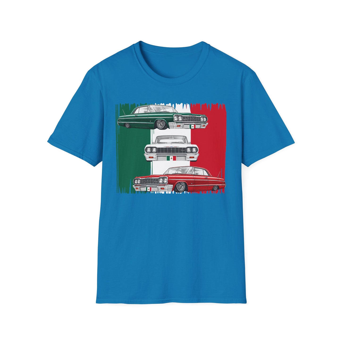 Lowrider Shirt, Mexican Flag Classic Car Tee, Vintage Car Graphic Shirt, Car Enthusiast Gift, Retro Auto Unisex Tee