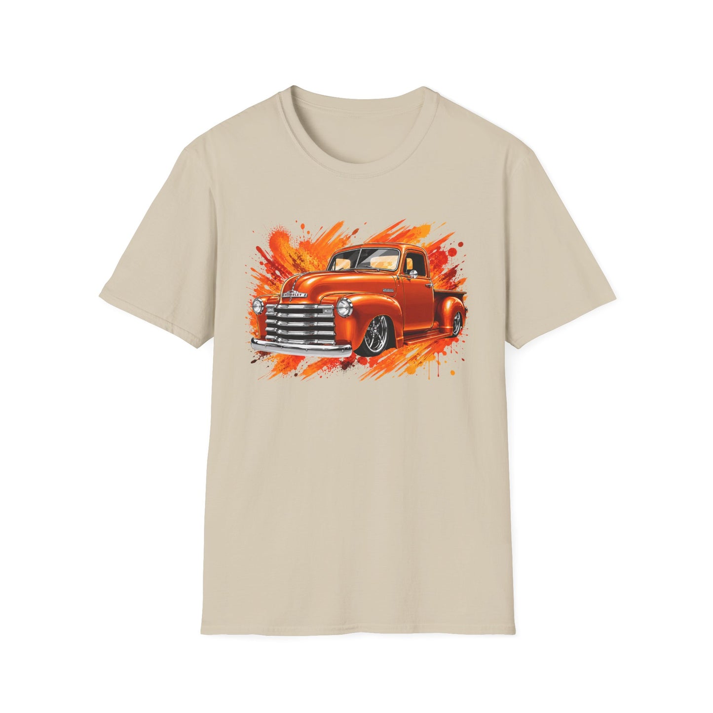 Orange Classic Truck T-Shirt, Vintage Pickup Graphic Tee, Custom Truck Shirt for Car Lovers