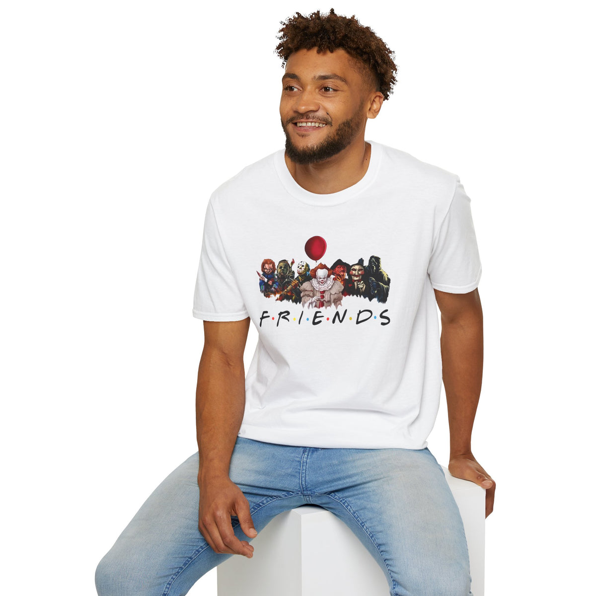Horror Movie Villains Halloween Friends Softstyle T-Shirt, Scary Movie Tee, Halloween Shirt, Horror Movie Fan Gift, Horror Movie Characters