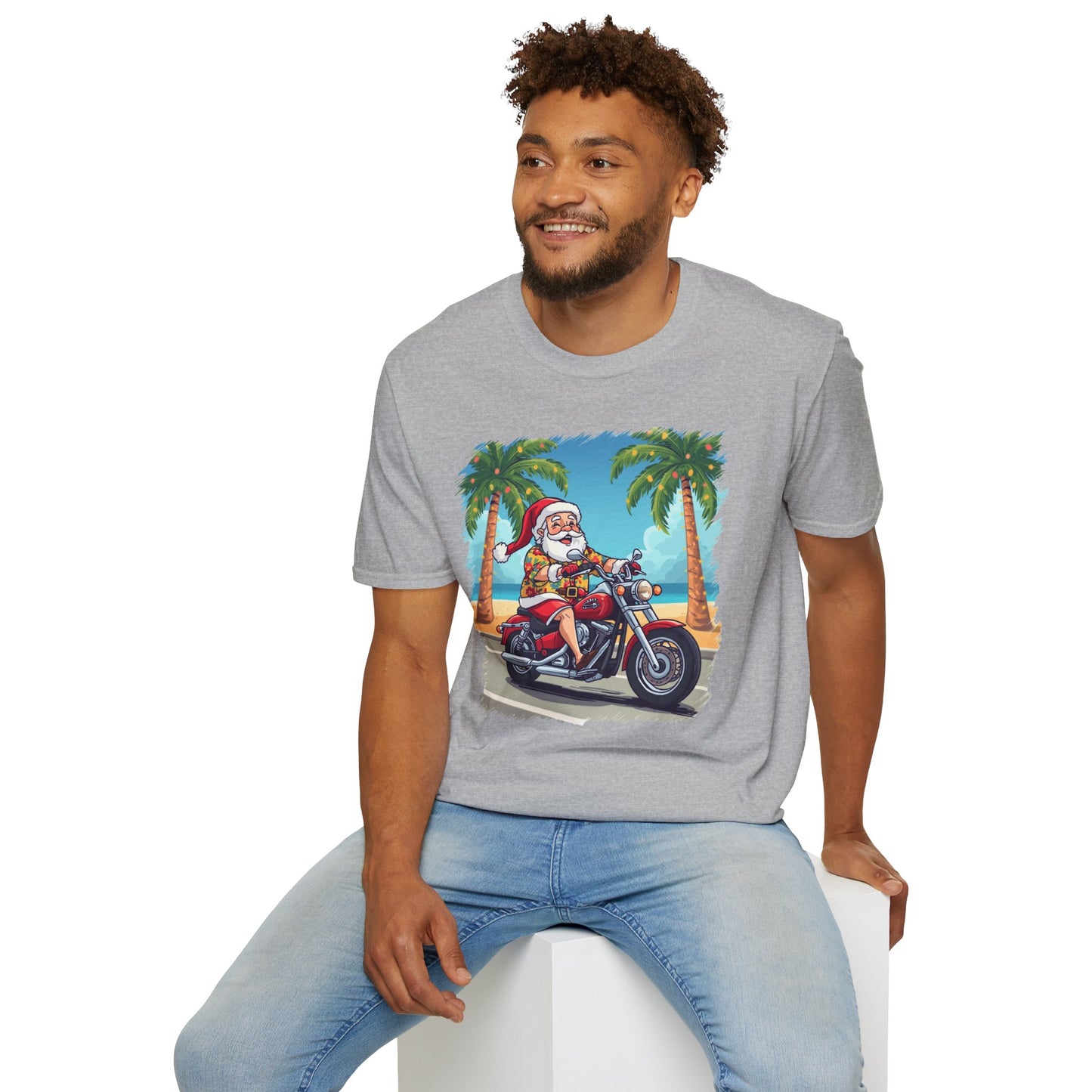 Tropical Santa riding a motorcycle shirt, Family Christmas Shirts, Christmas T Shirt, Holiday Shirt, Cute Xmas Shirt for the family, Holiday Gift