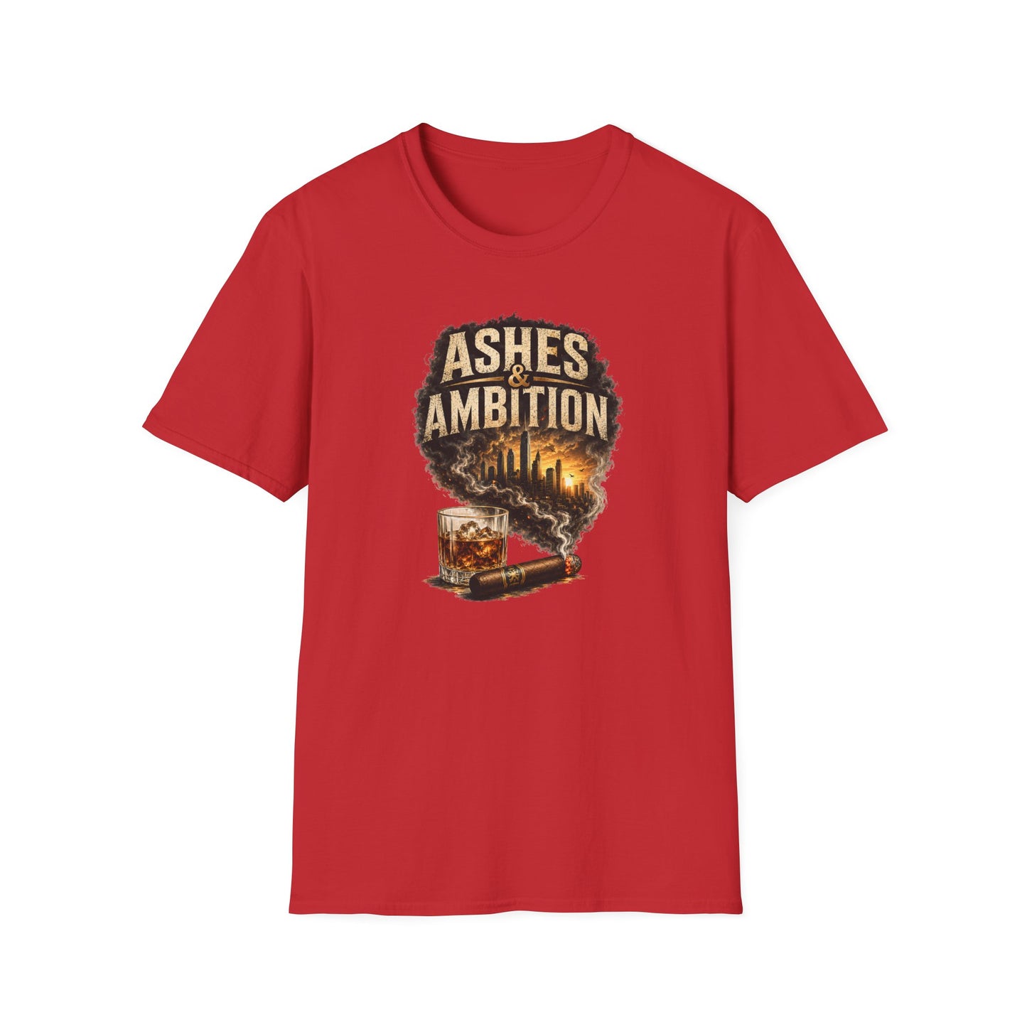 Ashes & Ambition Cigar T-Shirt – Whiskey, Success & Hustle Lifestyle Tee
