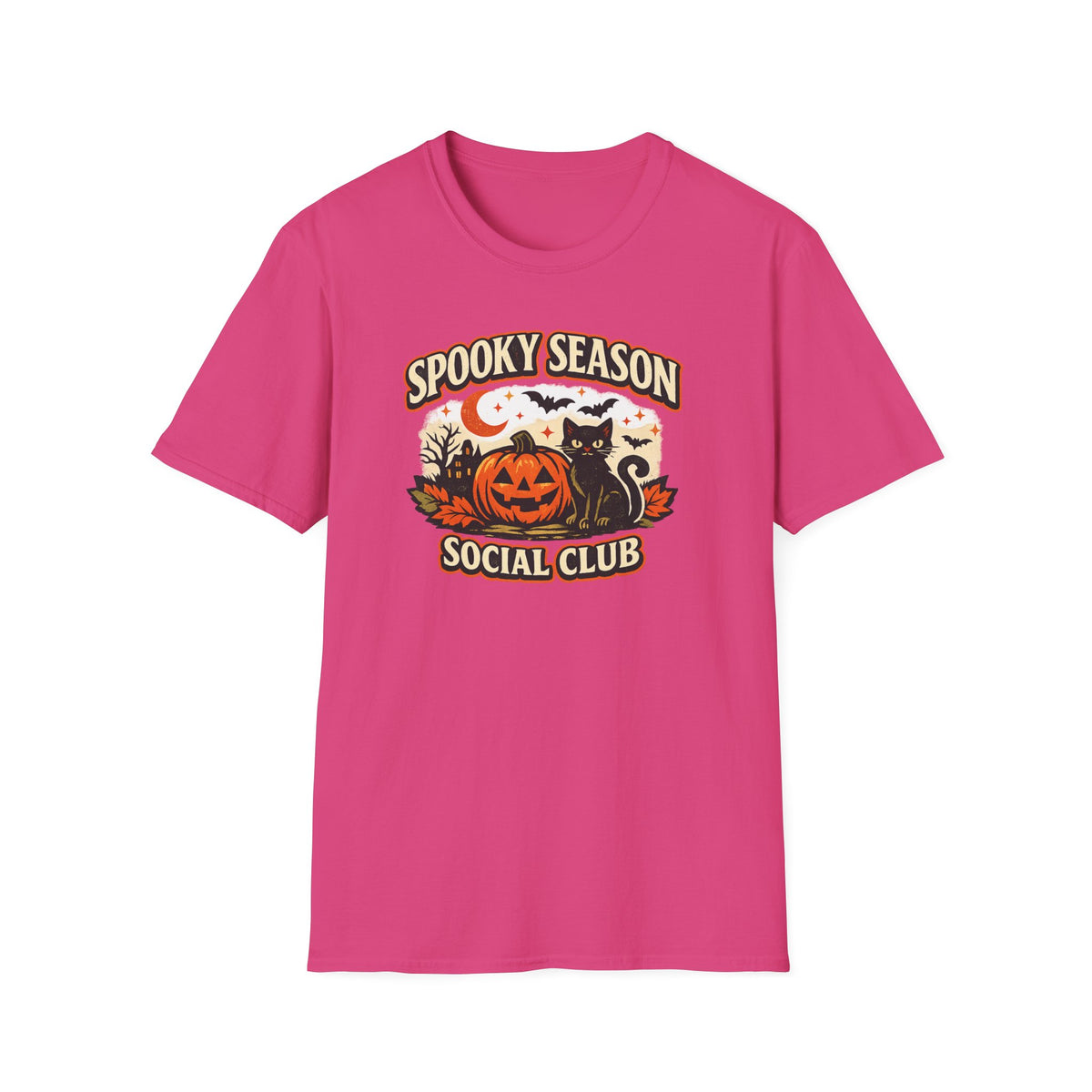 Halloween Black Cat Shirt, Spooky Season Social Club Tee, Pumpkin Cat T-Shirt, Cute Halloween Shirt, Fall Graphic Tee