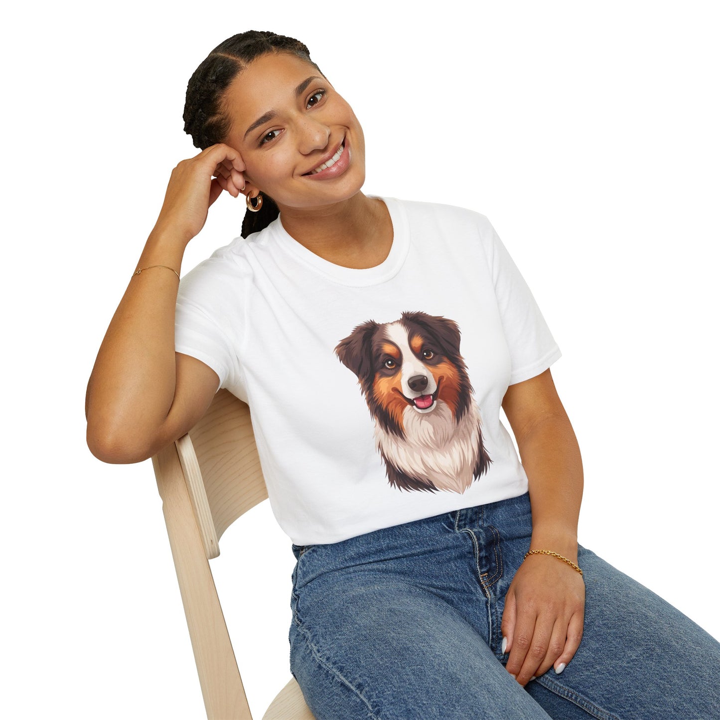 Australian Shepherd Dog Portrait Shirt – Aussie Dog Lover Gift, Cute Dog Mom Tee, Dog Dad Shirt, Pet Breed Apparel